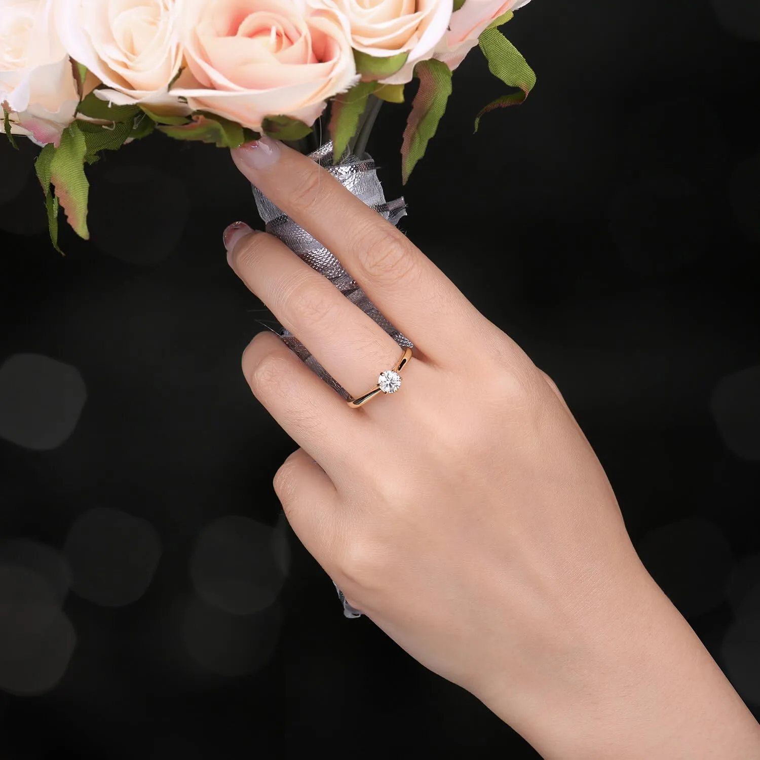 JewelryPalace 0.5ct Anello Solitario Donna Argento 925 con Moissanite, Taglia 16 - immagine 4