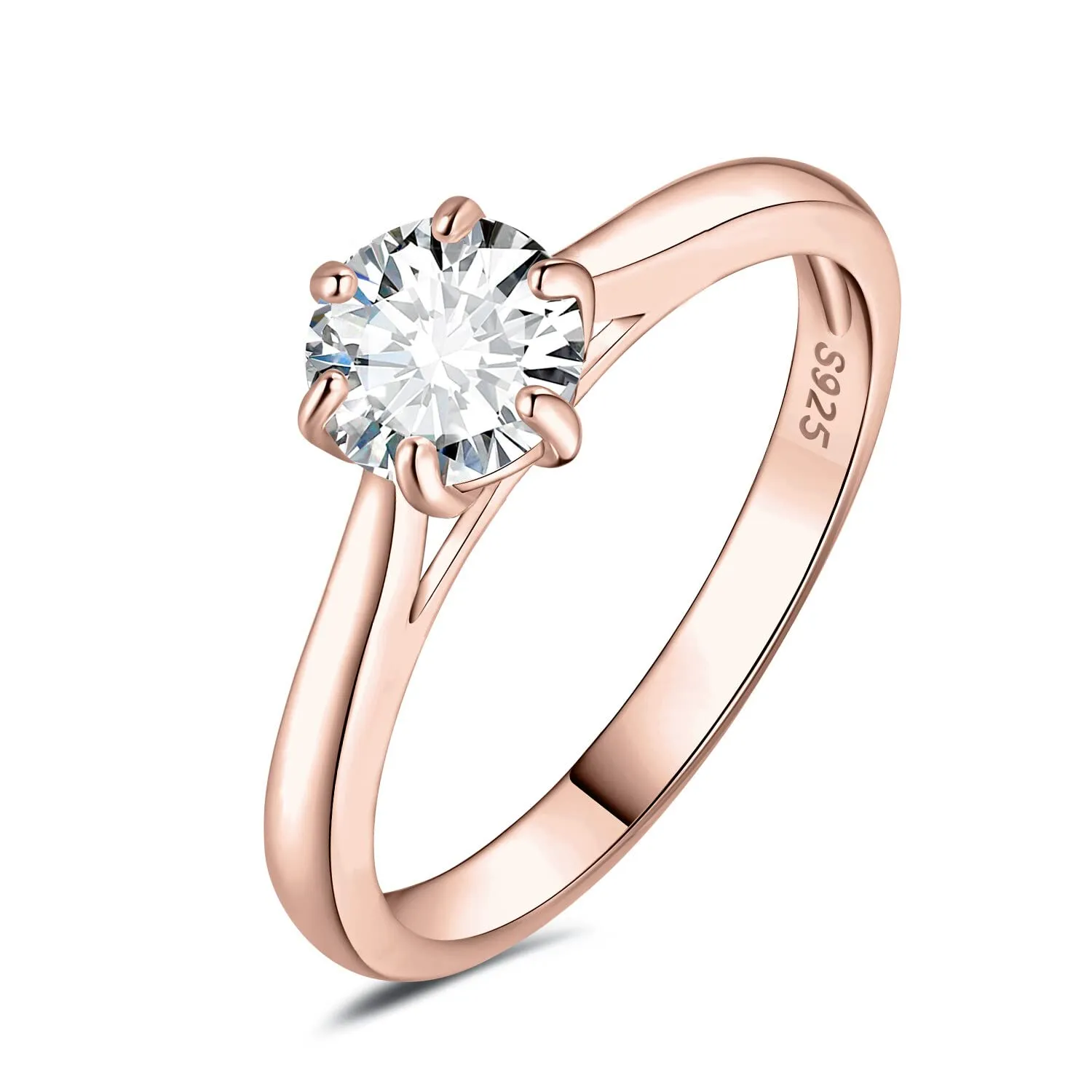 JewelryPalace 0.5ct Classic Anello Solitario Donna Argento 925 Moissanite Oro Rosa, Taglia 14.5 - immagine 1
