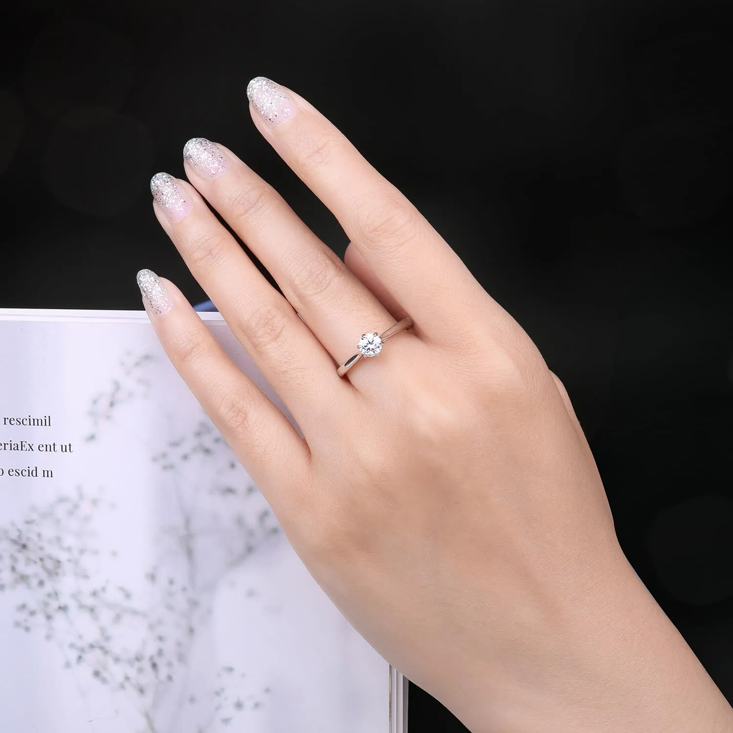 JewelryPalace 0.5ct Classic Anello Solitario Donna Argento 925 con Moissanite Creato, Diamante Simulato Rotondo, Fedina Fidanzamento 14.5 - immagine 4