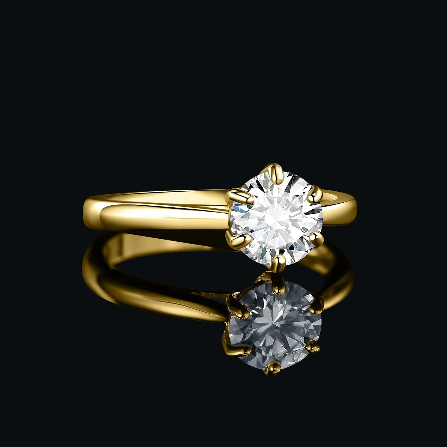 JewelryPalace 1.5ct Classic Anello Solitario Donna Argento 925 con Moissanite, Taglio Rotondo, Oro, Taglia 13 - immagine 2