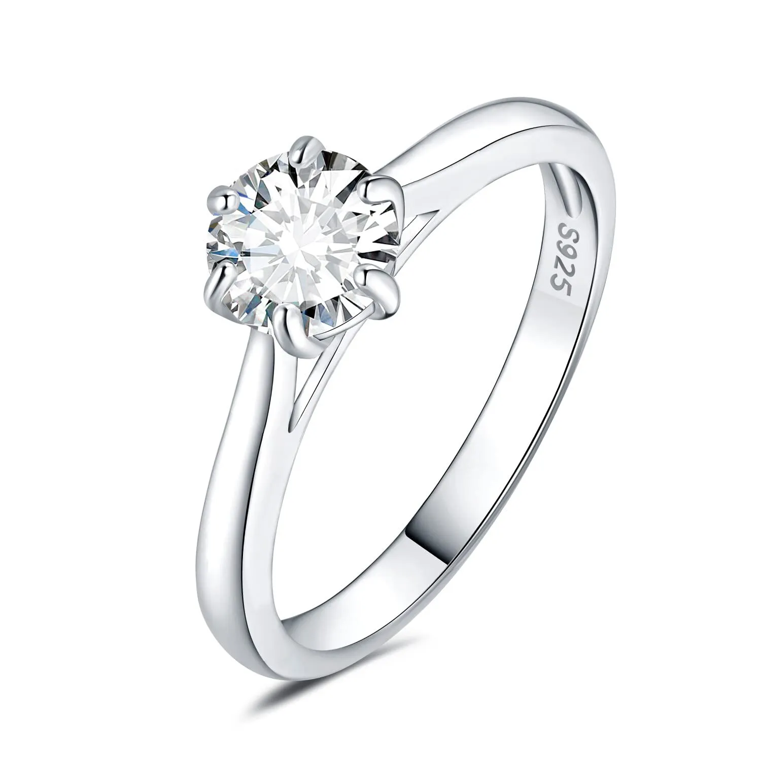 JewelryPalace 0.5ct Classic Anello Solitario Donna Argento 925 con Moissanite Rotonda, Taglia 9.5 - immagine 1