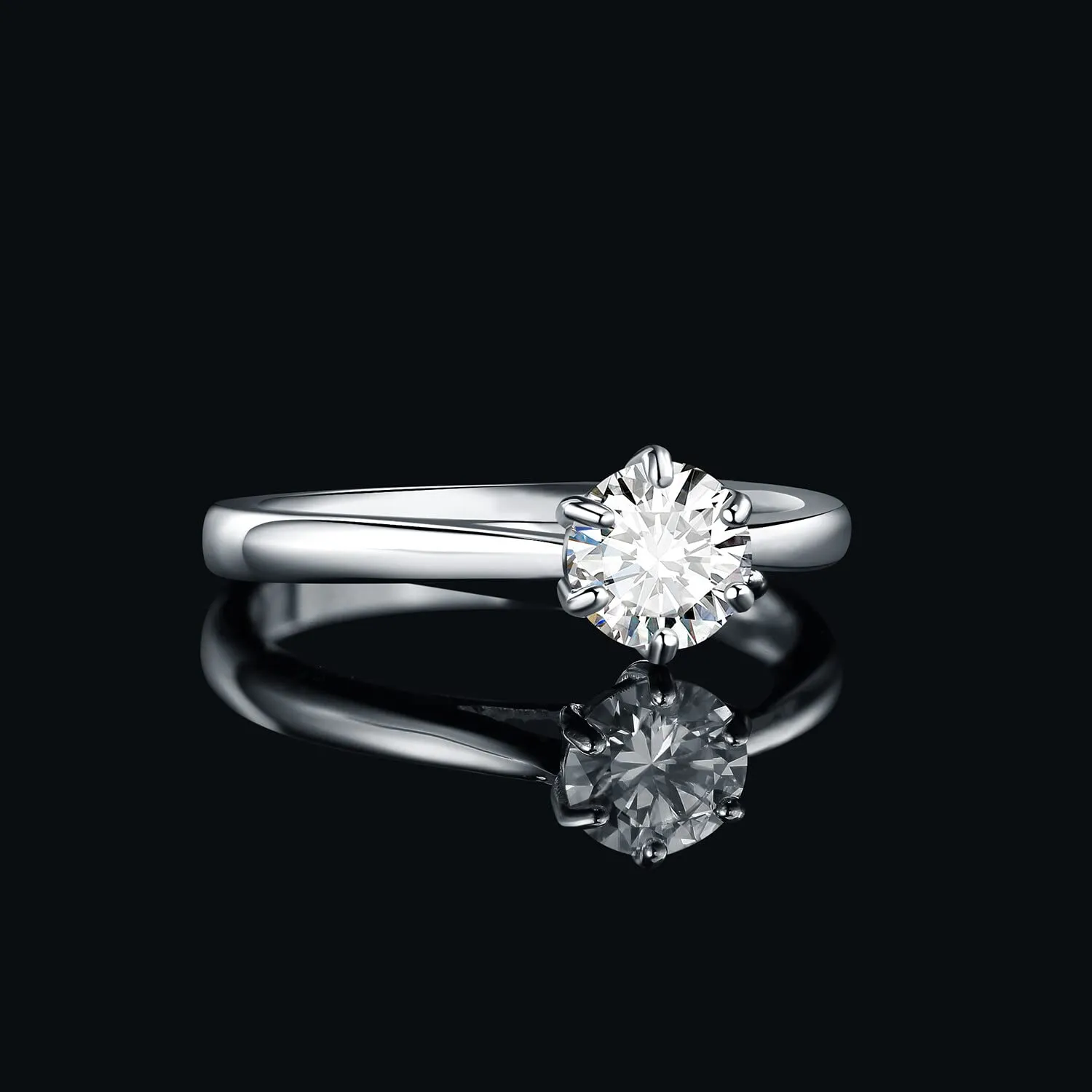 JewelryPalace 0.5ct Classic Anello Solitario Donna Argento 925 con Moissanite Creato, Taglio Rotondo, Misura 18.5 - immagine 2
