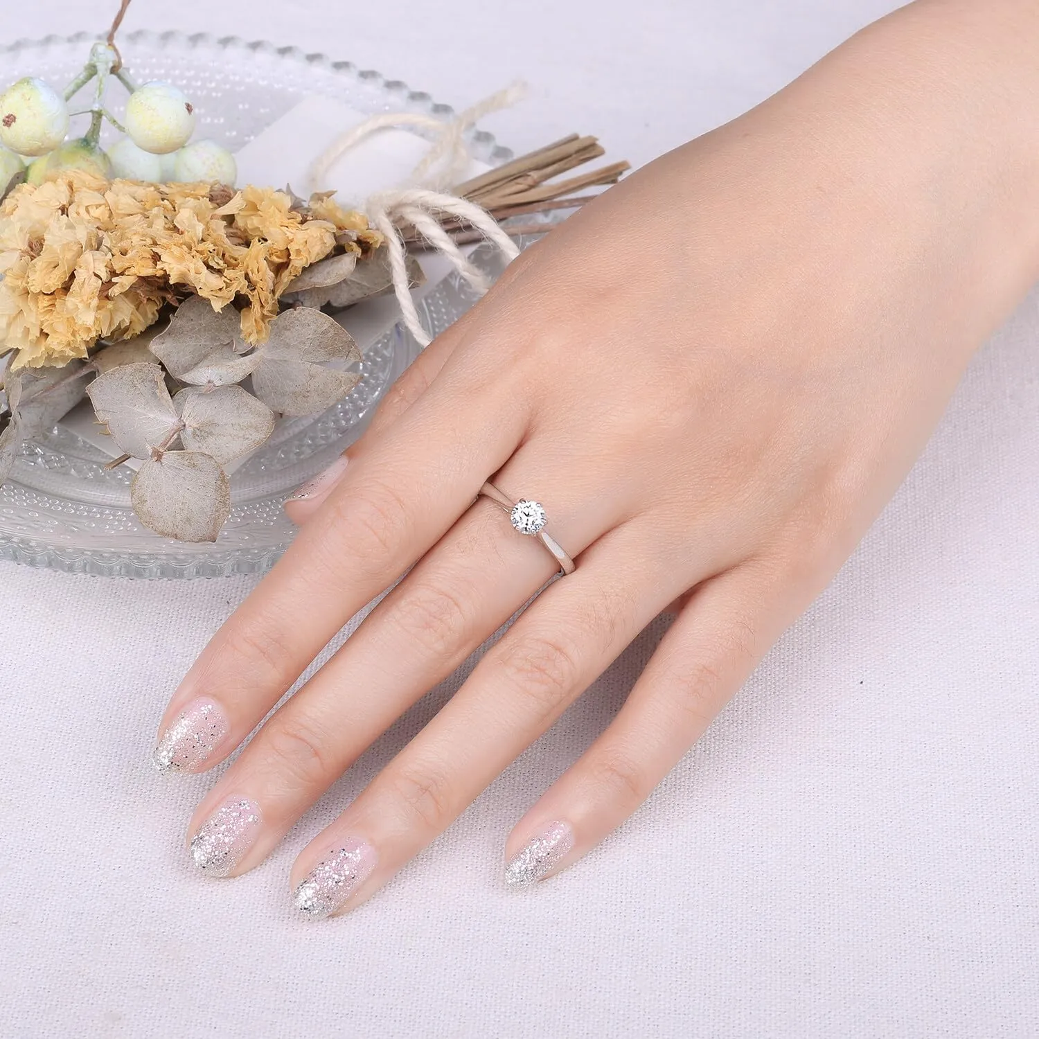 JewelryPalace 0.5ct Classic Anello Solitario Donna Argento 925 con Moissanite Creato, Taglio Rotondo, Misura 18.5 - immagine 3