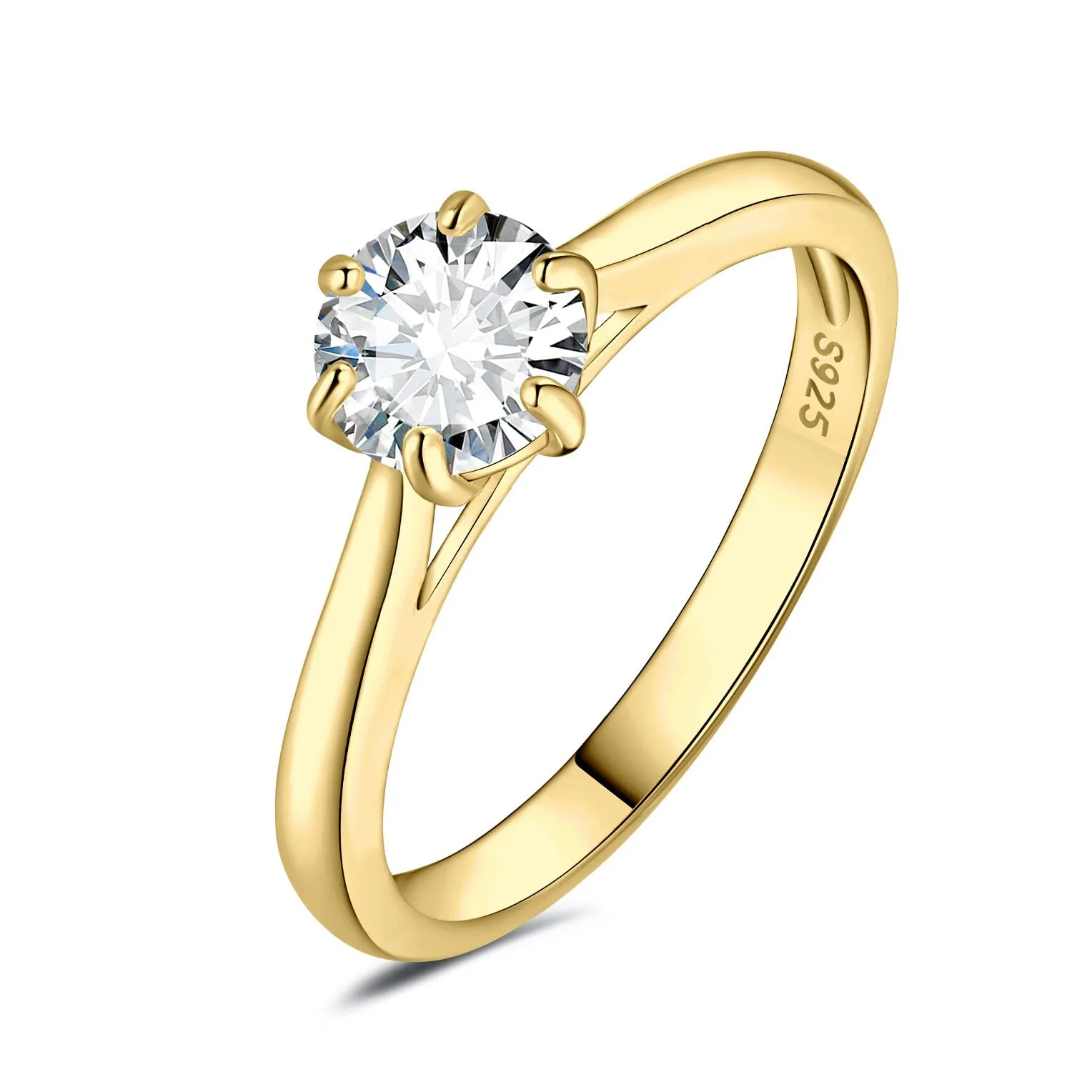 JewelryPalace Anello Solitario Donna Argento 925 Moissanite 0.5ct Oro, Misura 8 - immagine 1