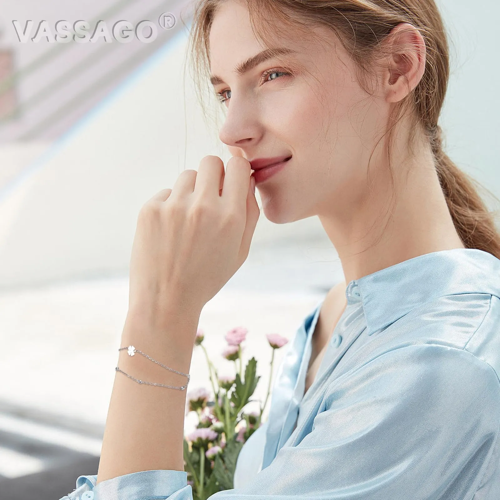 VASSAGO Bracciale da donna con quadrifoglio in acciaio inox - immagine 2
