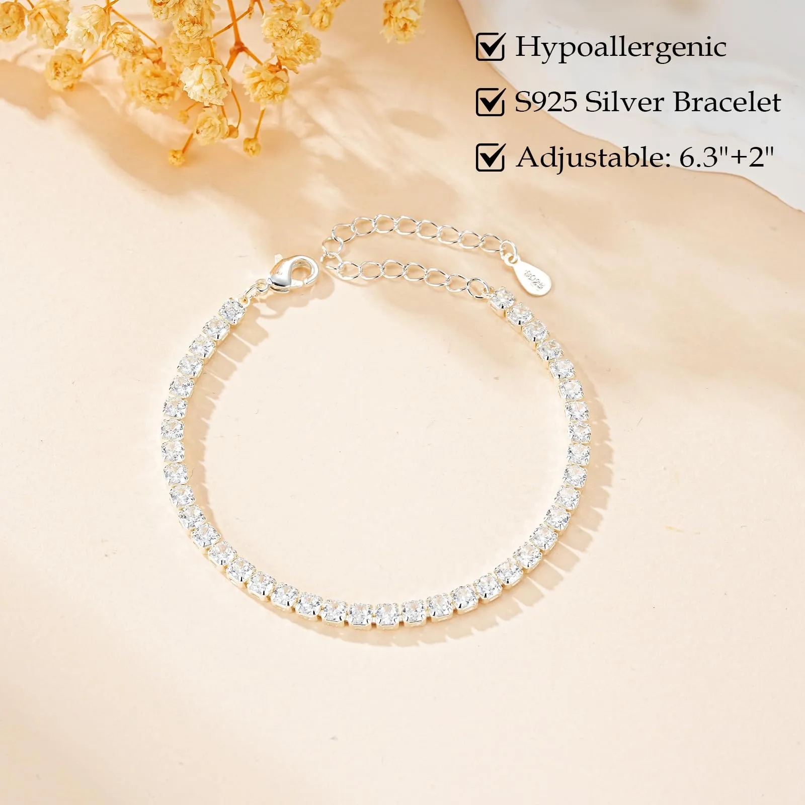 Aretas Bracciale da donna in argento Sterling 925, regolabile, 16+5 cm - immagine 2