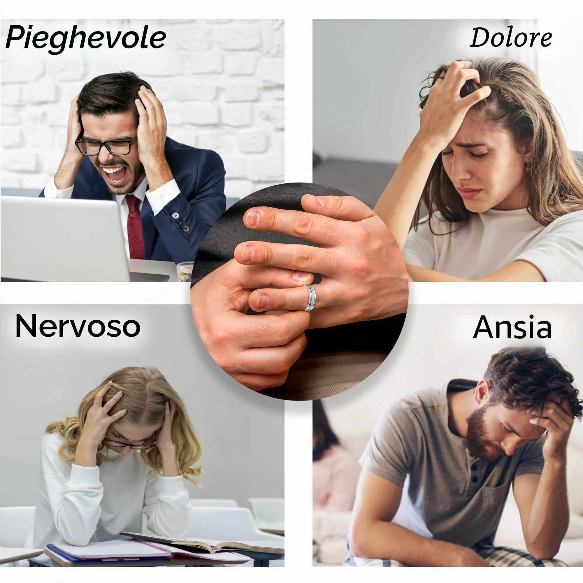 LOFITOR Set di 6 Anelli Spinner Anti Stress in Acciaio Inossidabile con CZ Luna e Stella per Donne e Uomini - immagine 6