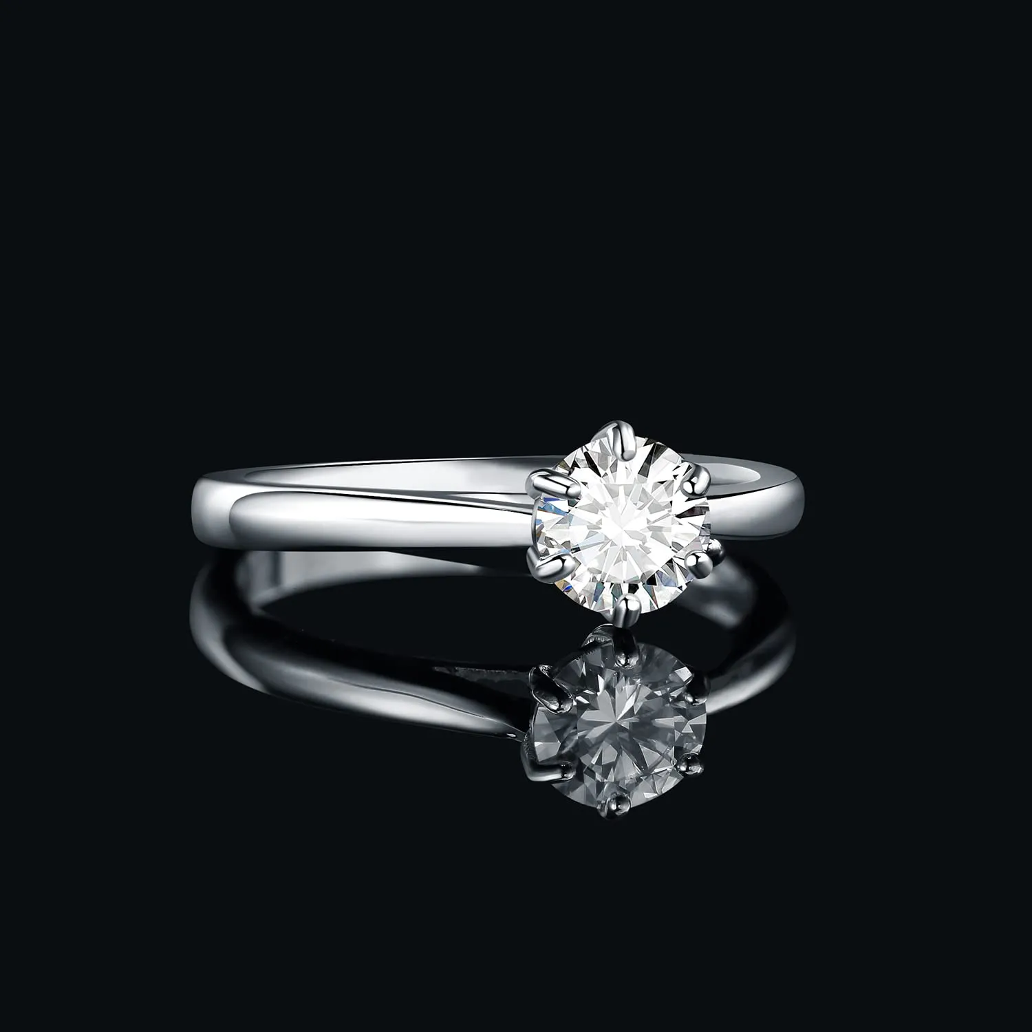 JewelryPalace Anello Solitario Donna 0.5ct Moissanite Placcato Oro Bianco 14K, Misura 16 - immagine 3