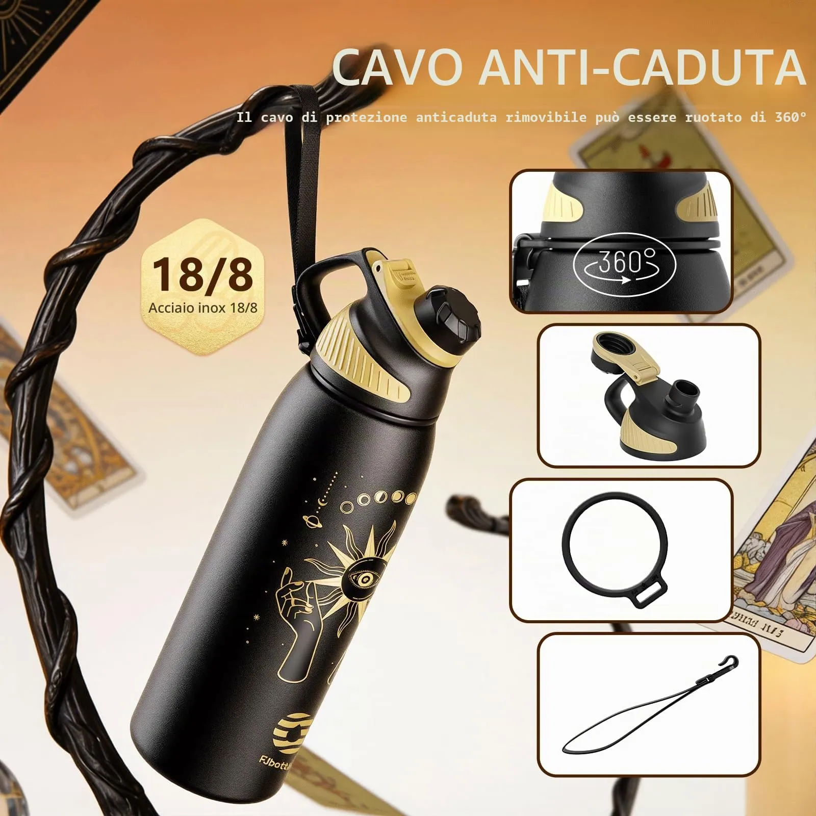 Fjbottle Borraccia Termica in Acciaio Inox 1L con Tappo Magnetico - immagine 3