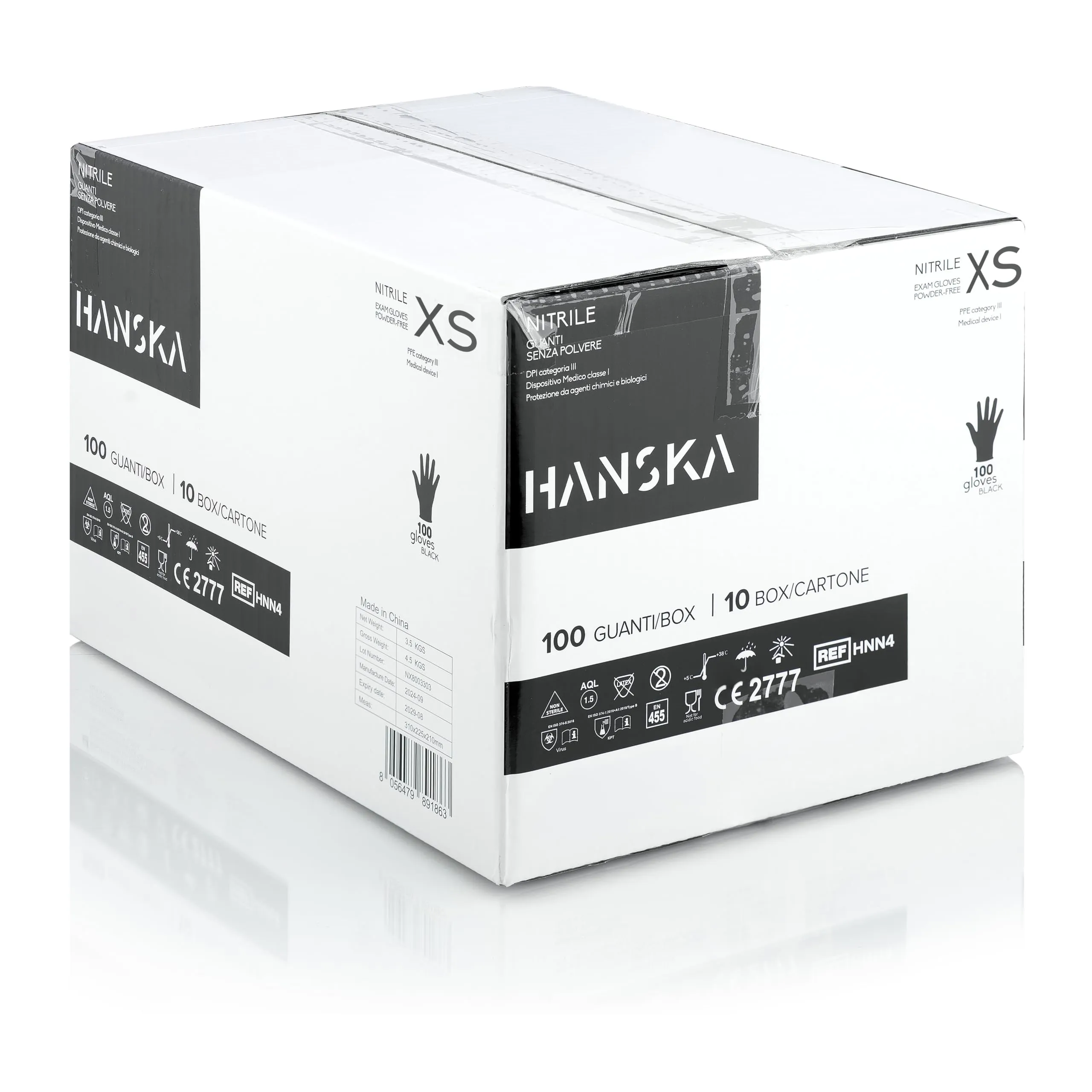 HANSKA Guanti Monouso in Nitrile Neri, Senza Polvere, Ambidestri, Non Sterili, XS (1000 pezzi) - immagine 1