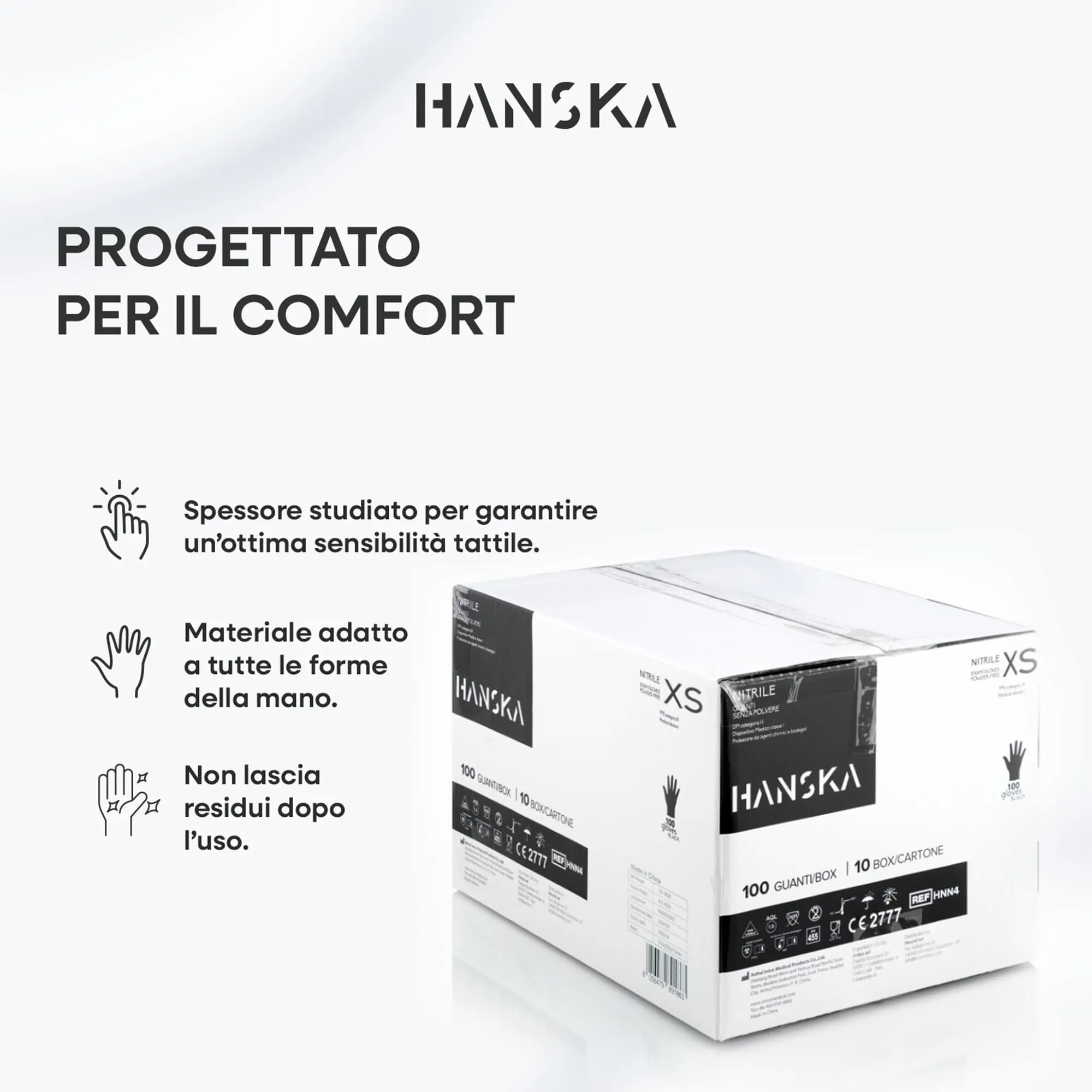 HANSKA Guanti Monouso in Nitrile Neri, Senza Polvere, Ambidestri, Non Sterili, XS (1000 pezzi) - immagine 6