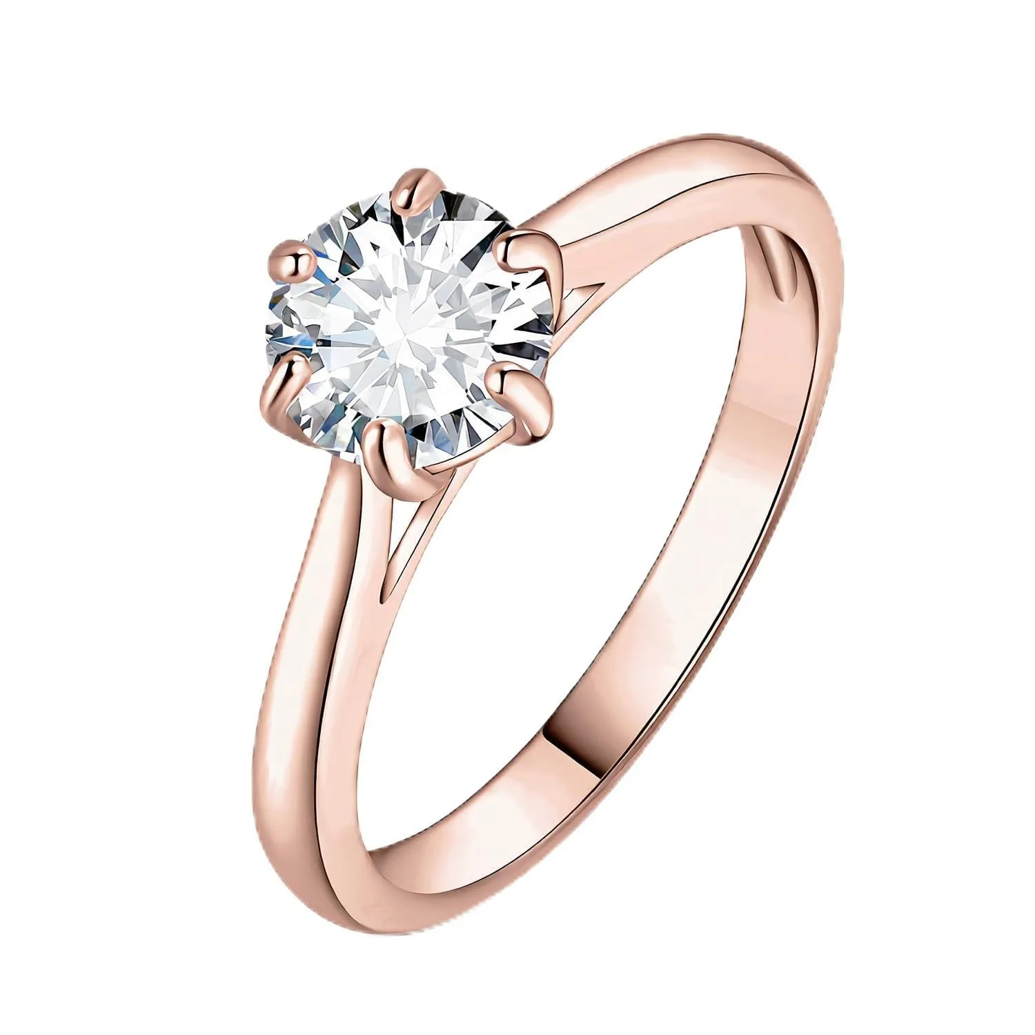 JewelryPalace Anello Solitario Donna in Oro Rosa 14K con Moissanite 1ct Taglio Rotondo, Misura 9.5 - immagine 1