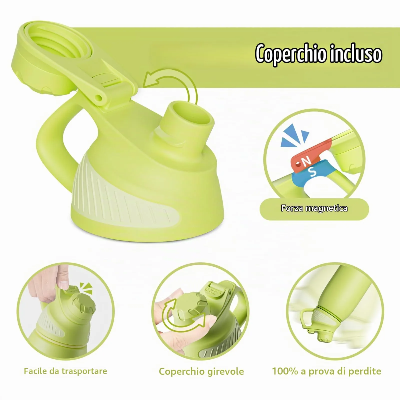 Fjbottle Borraccia Termica 600ml Acciaio Inox con Tappo Magnetico per Ciclismo - immagine 2