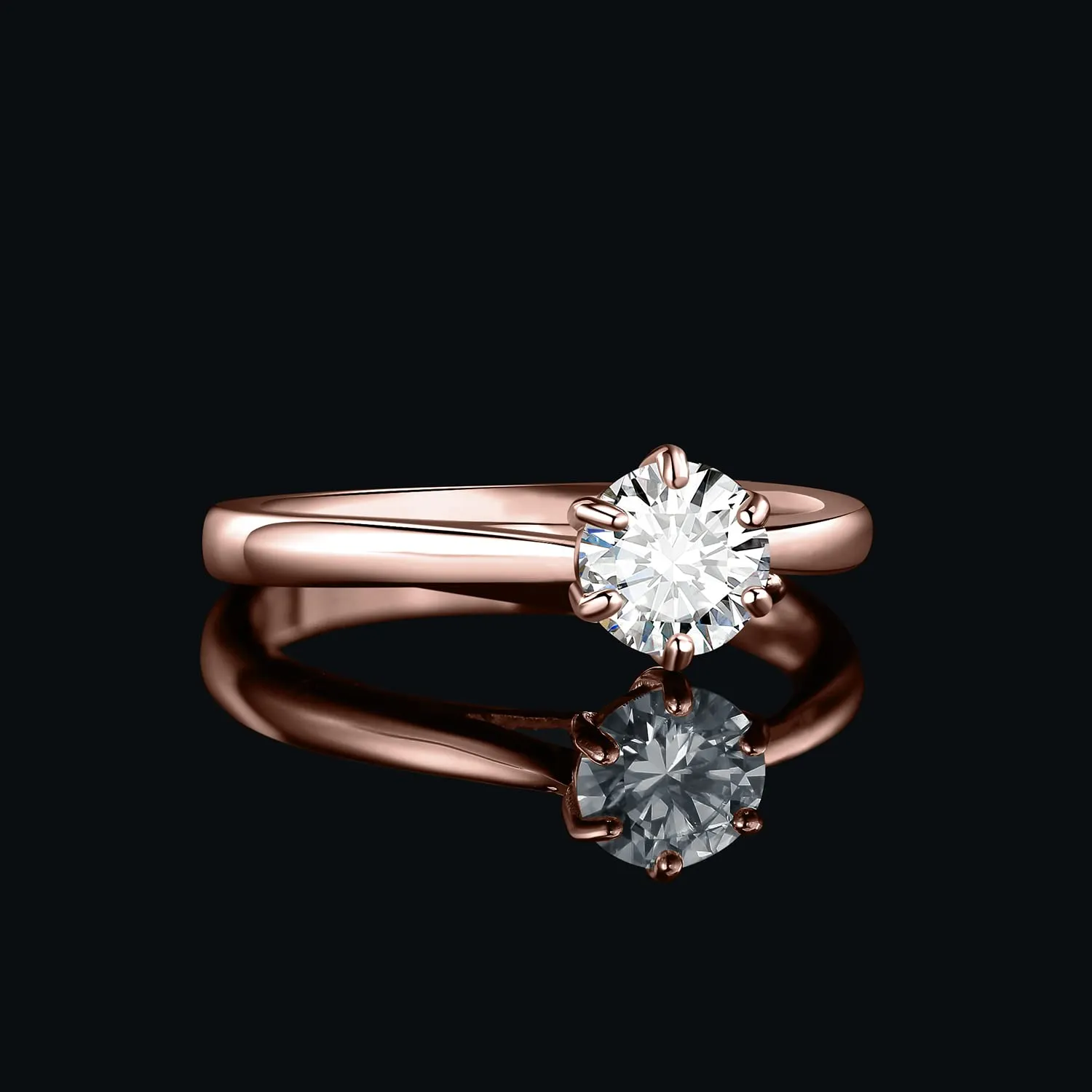 JewelryPalace Anello Solitario Donna 14K Oro Rosa con Moissanite 0.5ct, Taglio Rotondo, Misura 17 - immagine 3