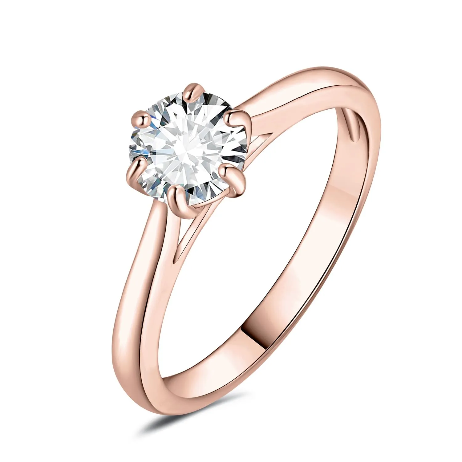 JewelryPalace 0.5ct Moissanite Solitaire Ring 14K Rose Gold Plated, Round Cut, Size 14.5 - immagine 1