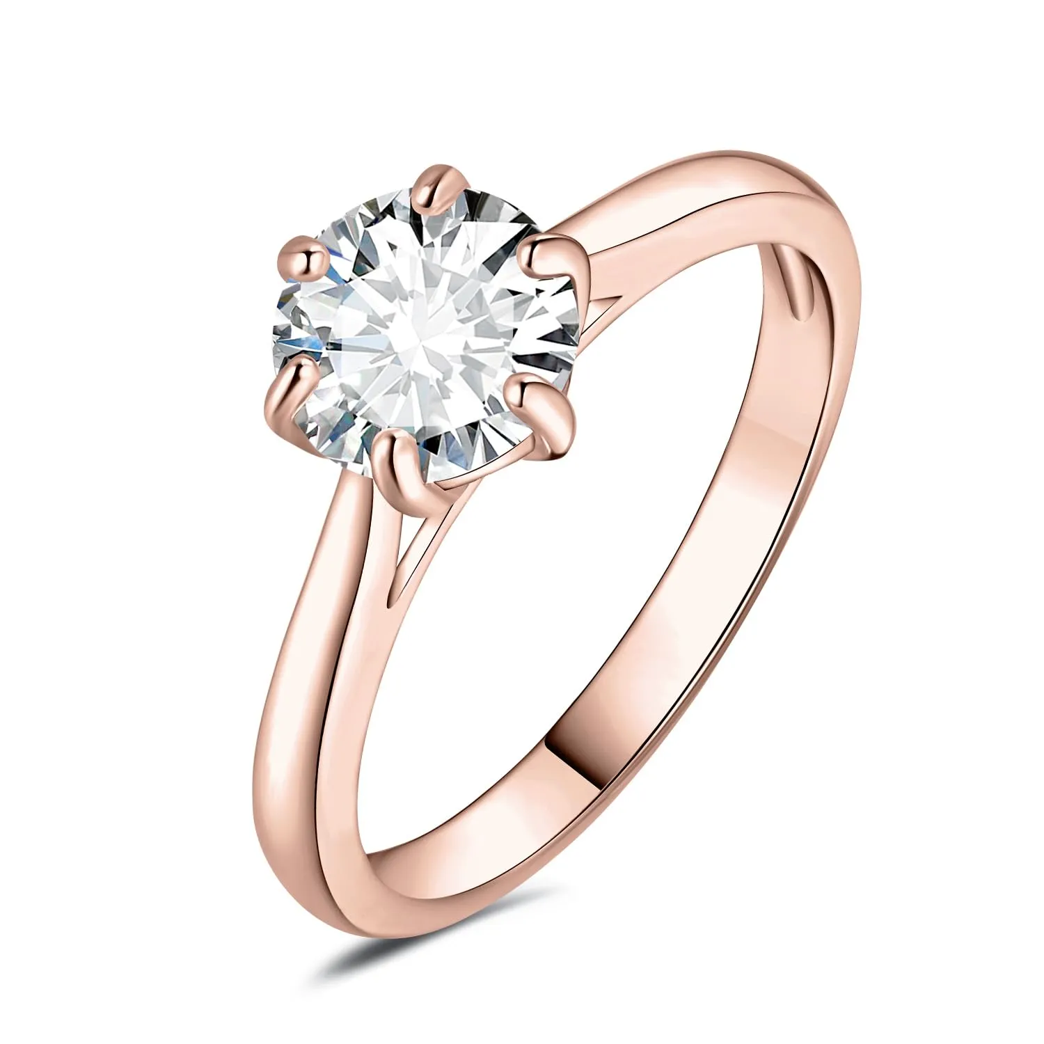 JewelryPalace 1.5ct Moissanite Solitaire Ring, 14K Rose Gold Plated, Round Cut Simulated Diamond, Size 22 - immagine 1