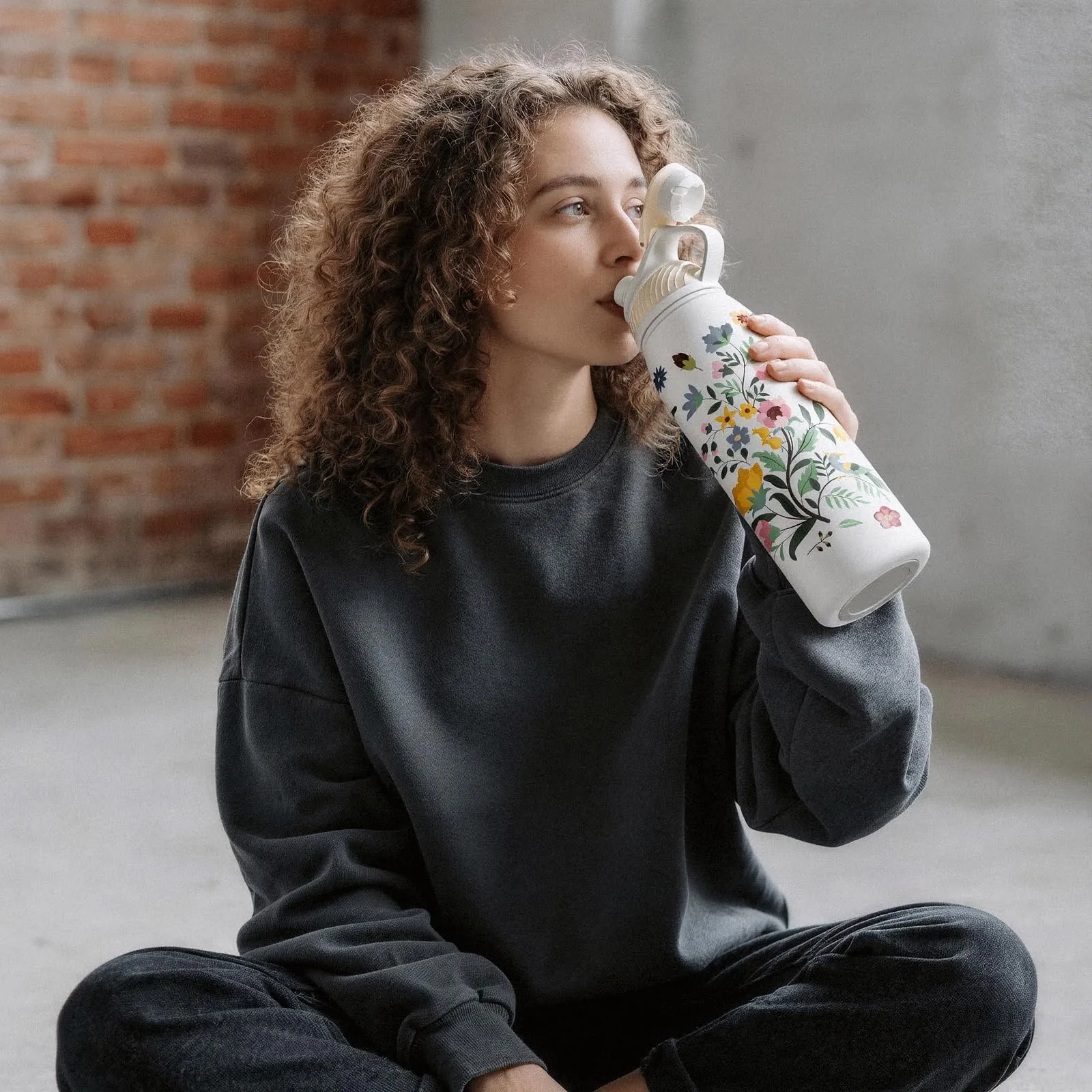 Fjbottle Borraccia Termica 1L con Tappo Magnetico, Design Floreale - immagine 7
