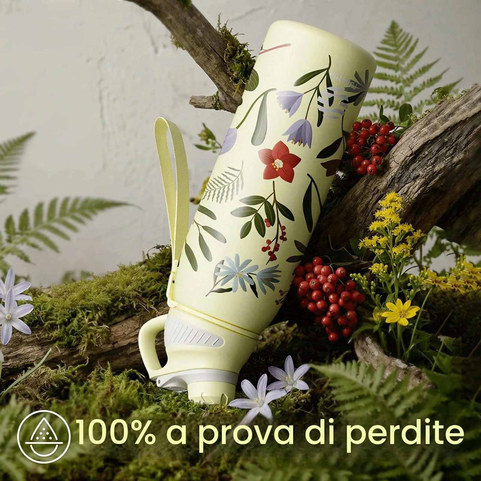Fjbottle Borraccia Termica 1L con Tappo Magnetico - Design Floreale - immagine 5
