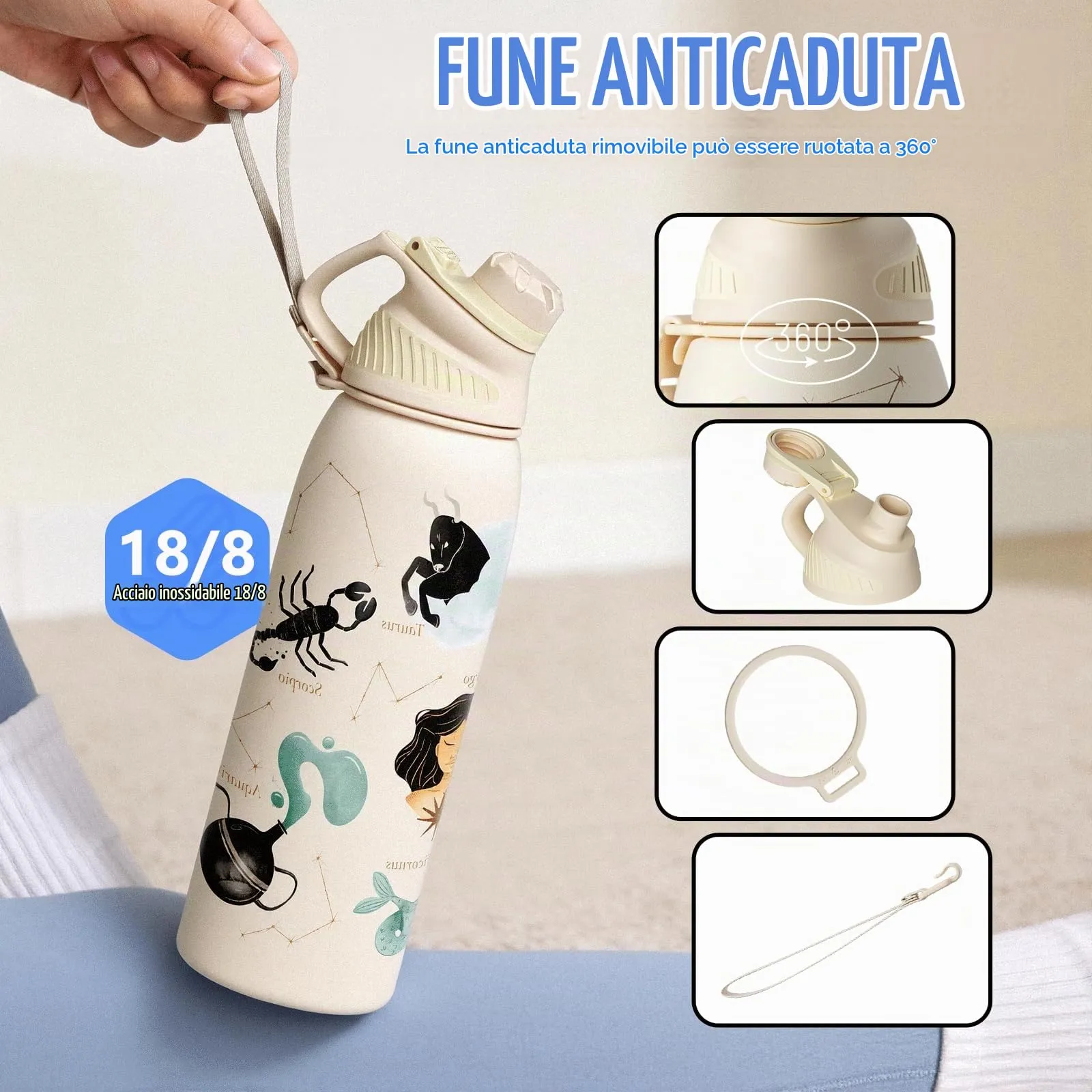 Fjbottle Borraccia Termica in Acciaio Inox con Tappo Magnetico, 1L - immagine 3