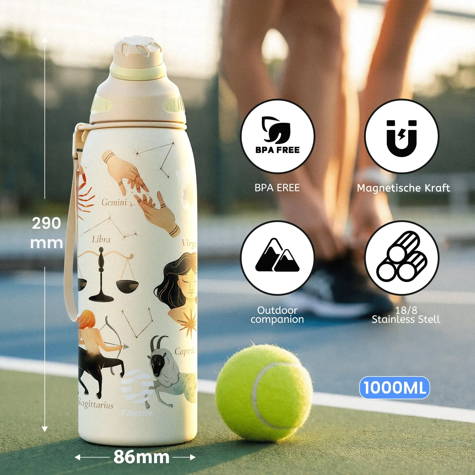 Fjbottle Borraccia Termica in Acciaio Inox con Tappo Magnetico, 1L - immagine 4