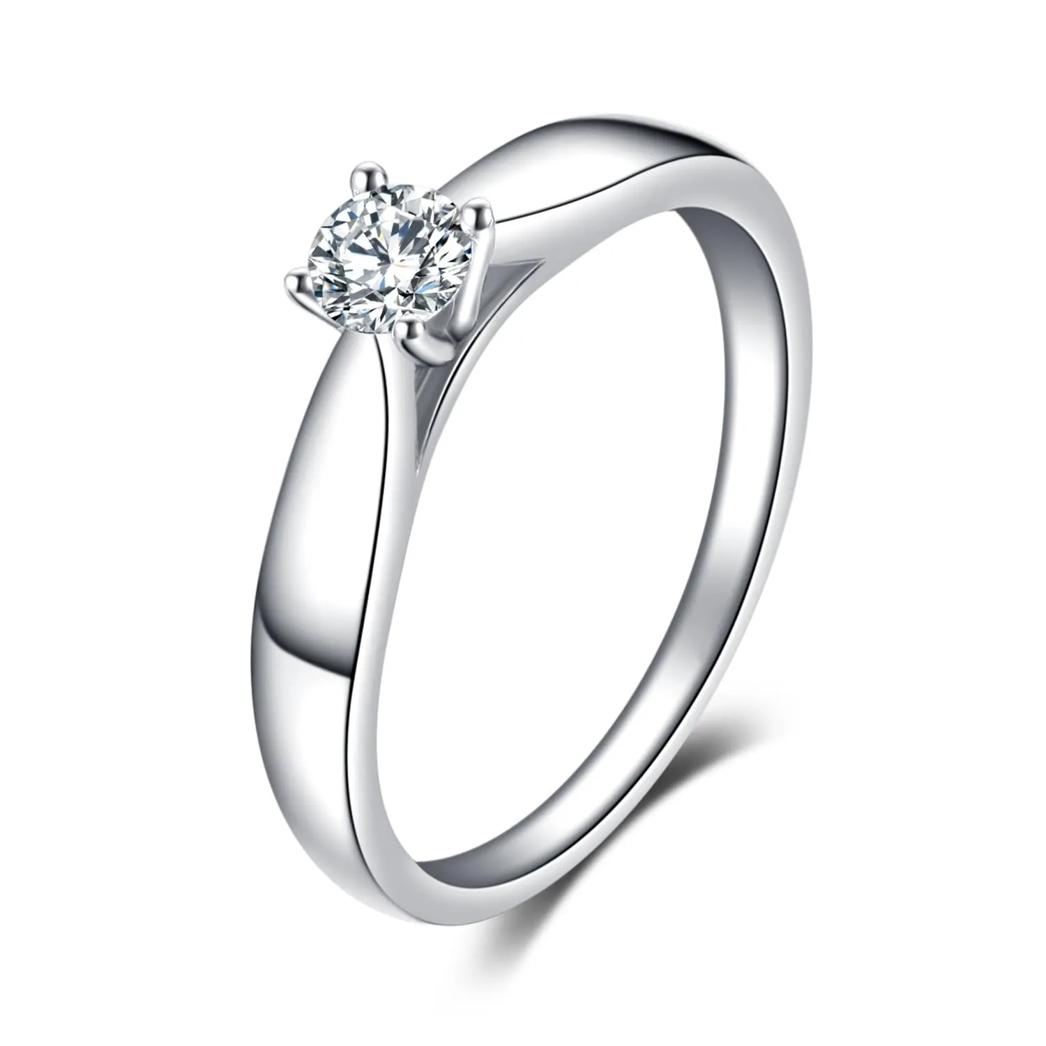 JewelryPalace Anello Solitario placcato oro bianco 14K con Diamante Simulato, Gioielli Donna 10.5 - immagine 1