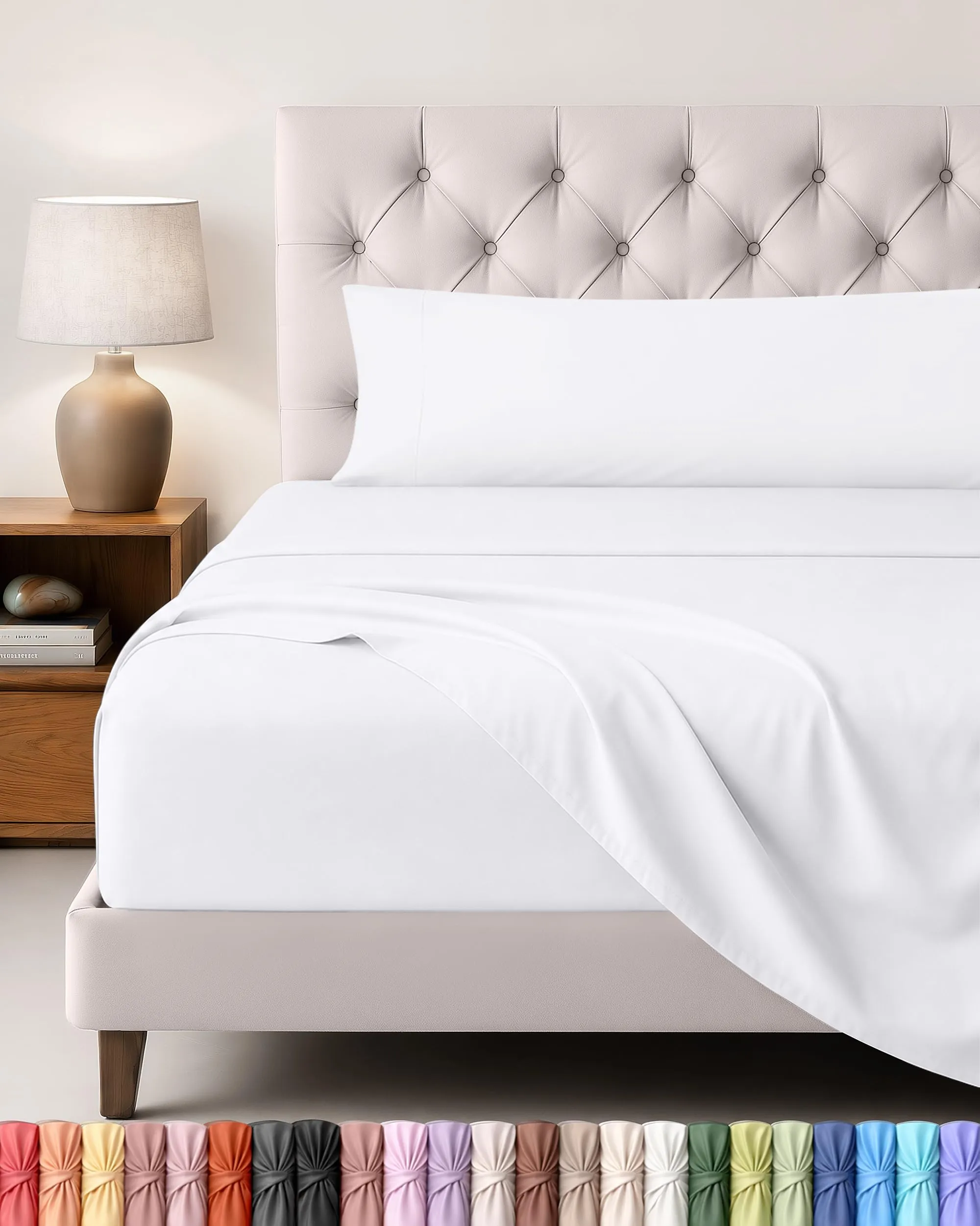 Utopia Bedding Set Lenzuola Letto 3 Pezzi, 150x200cm, Bianca - immagine 1