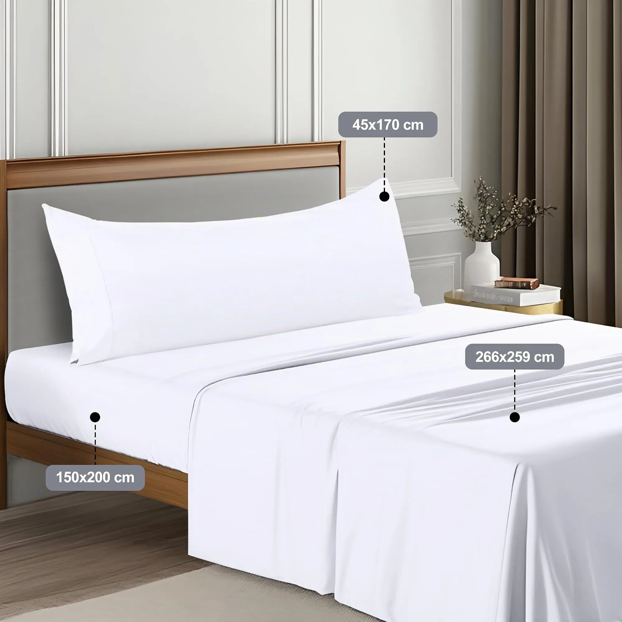 Utopia Bedding Set Lenzuola Letto 3 Pezzi, 150x200cm, Bianca - immagine 2
