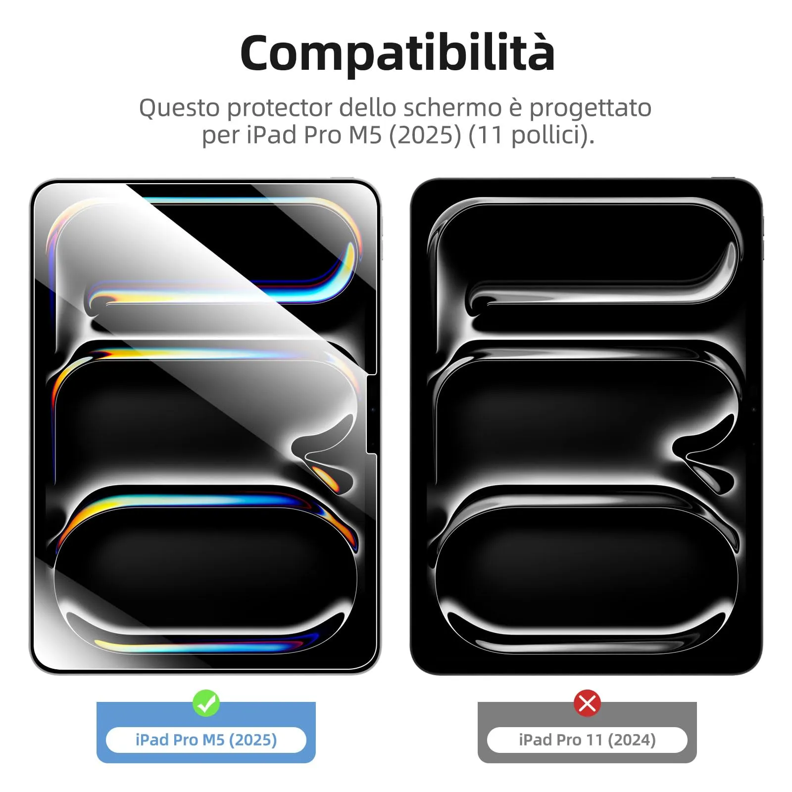 NEW'C Pellicola in Vetro Temperato per iPad Pro 11 pollici (M5) 2025 - immagine 2