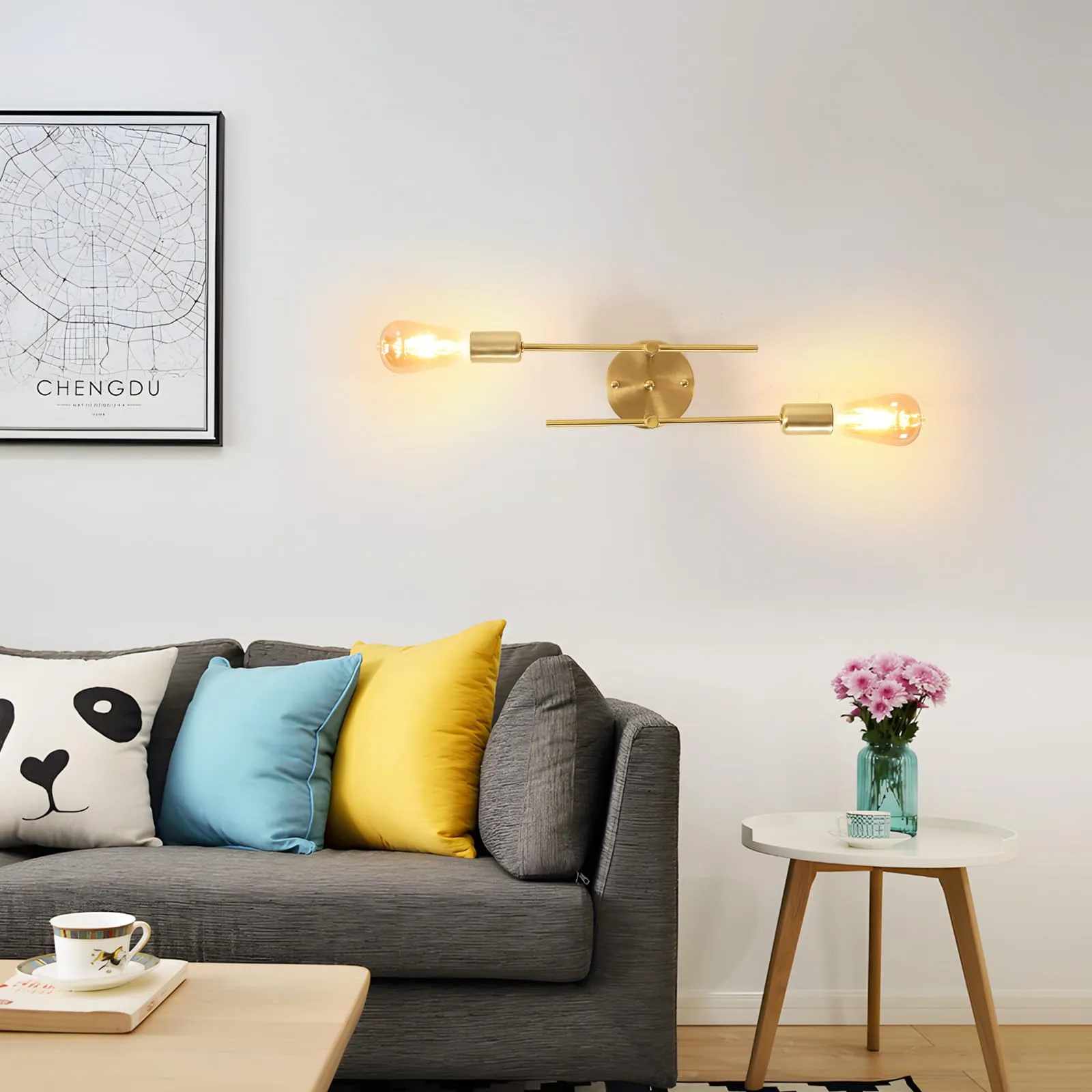 Comely Plafoniera Vintage Industriale, 2 Luci E27, Oro - immagine 7