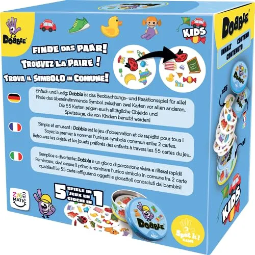 Asmodee Dobble Kids Gioco da Tavolo per Bambini e Famiglie, 2-8 Giocatori, 4+ Anni, Edizione Multilingua - immagine 6