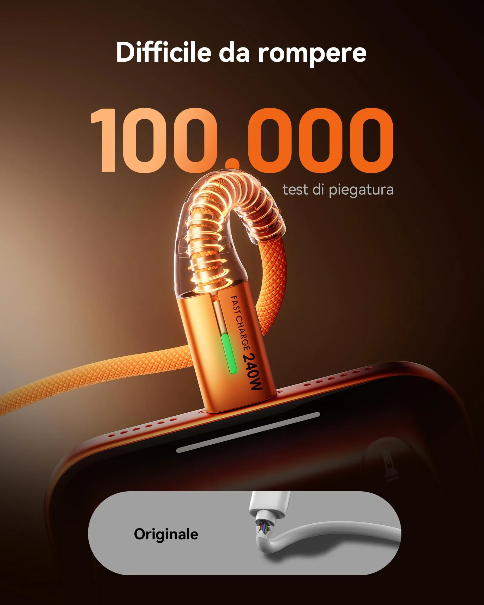 INIU 240W USB C to USB C Cable, 2m, 2-Pack, Orange - immagine 4