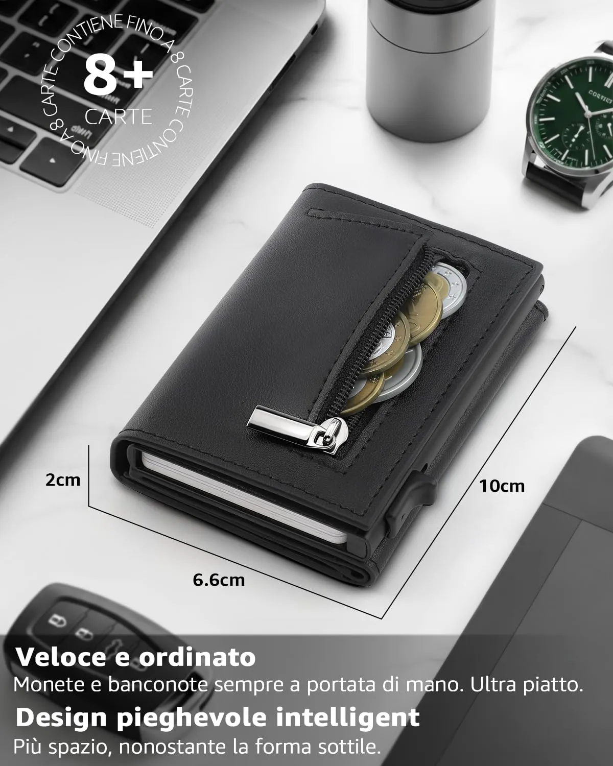 TEEHON Portafoglio Uomo Slim con RFID e Portamonete - immagine 2