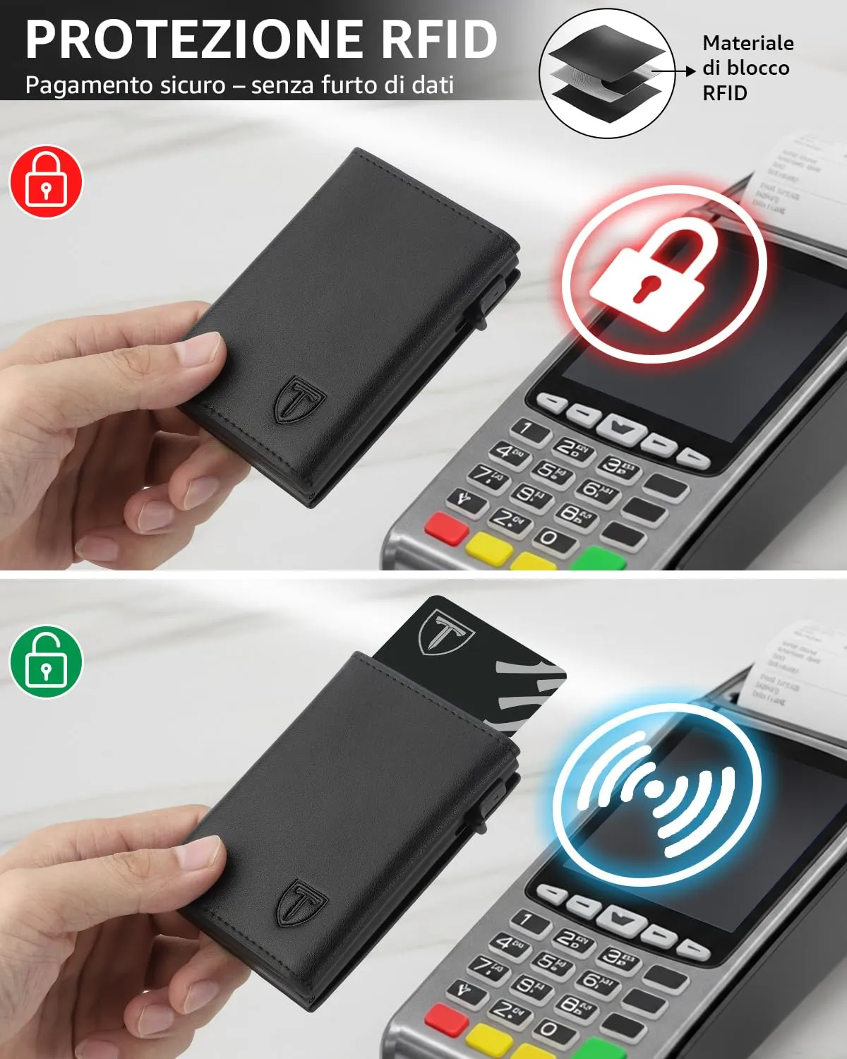 TEEHON Portafoglio Uomo Slim con RFID e Portamonete - immagine 5