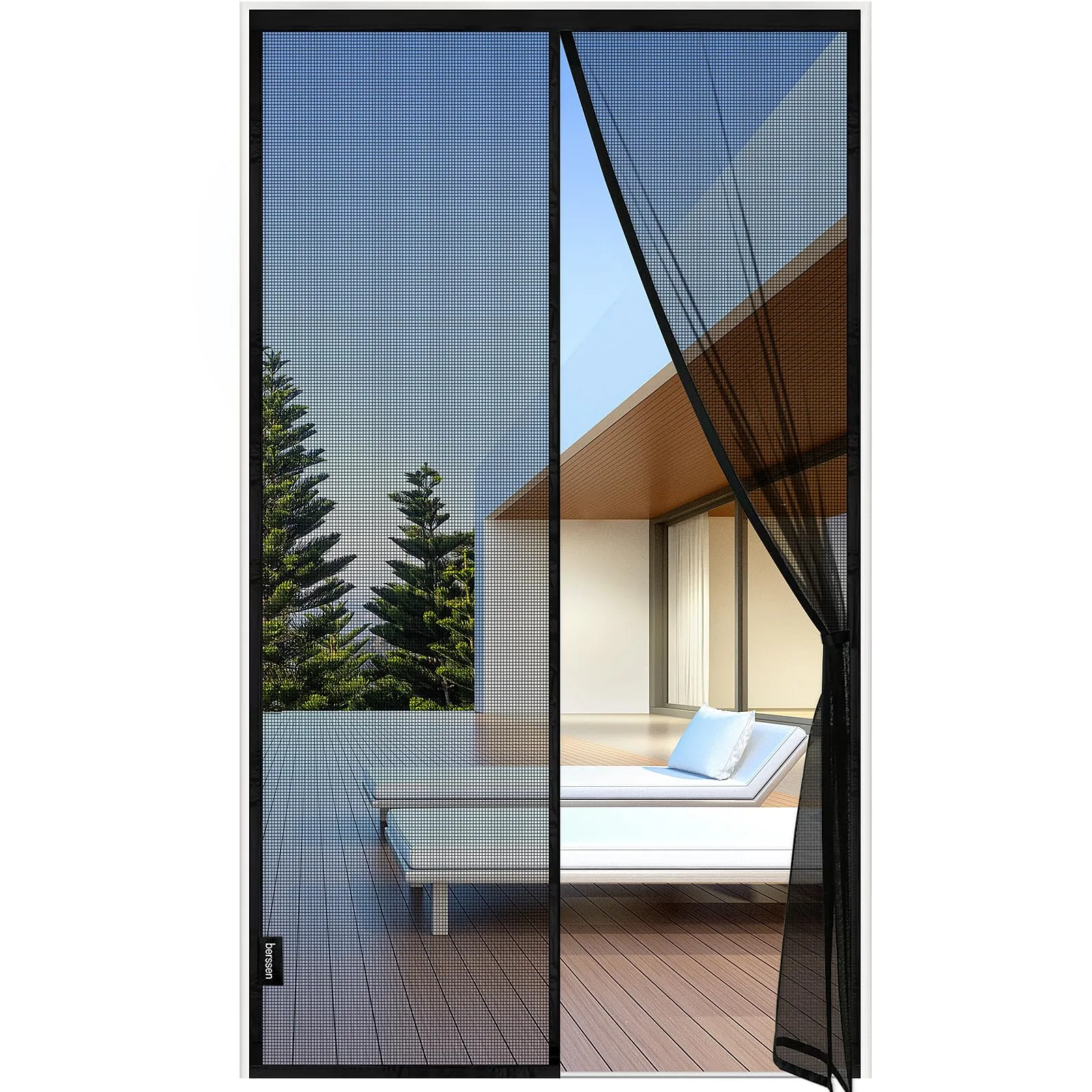Berssen Zanzariera Magnetica Ignifuga, 80 x 220 cm, Nero - immagine 1