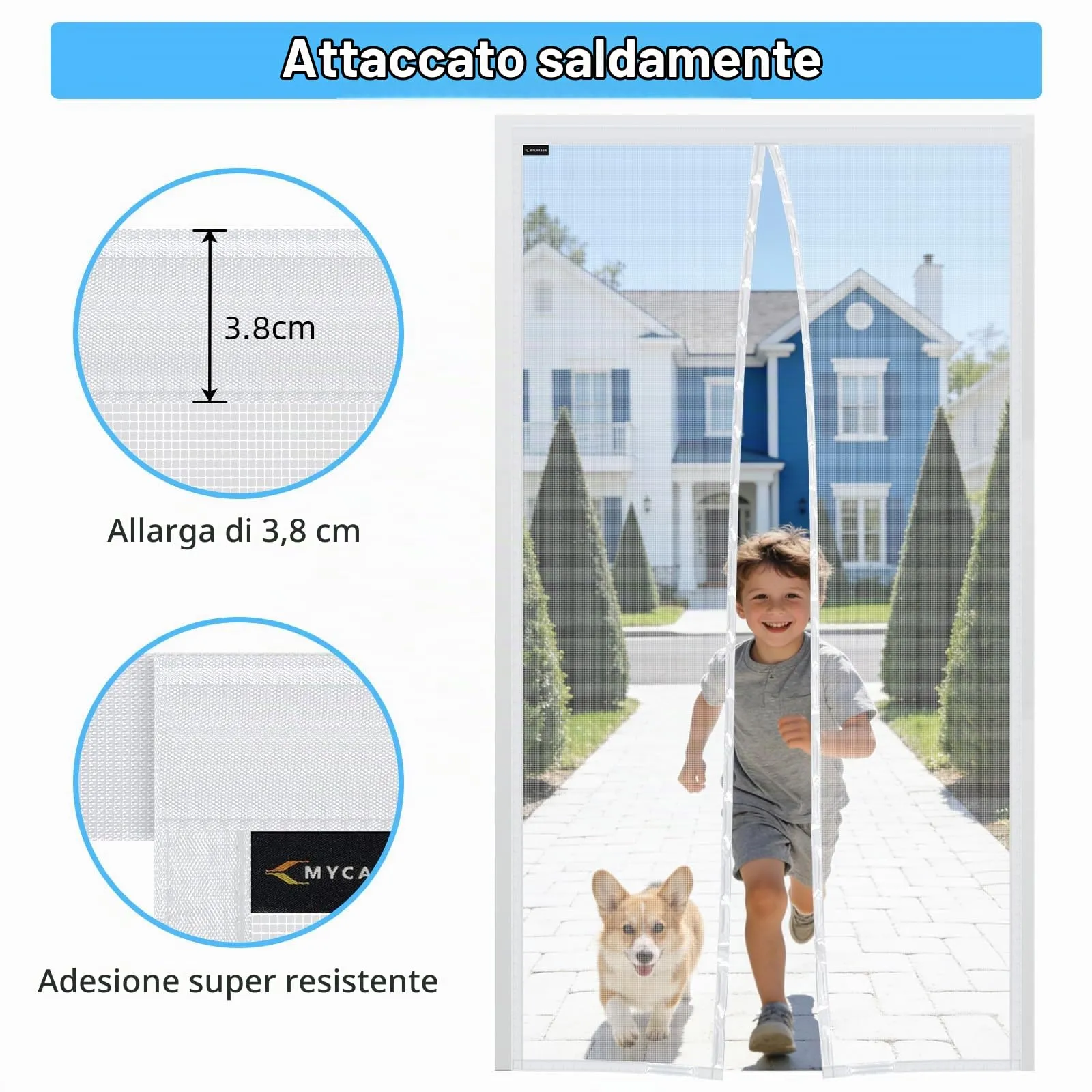 MYCARBON Zanzariera Porta Finestra Magnetica, 120x220cm, Bianco - immagine 2