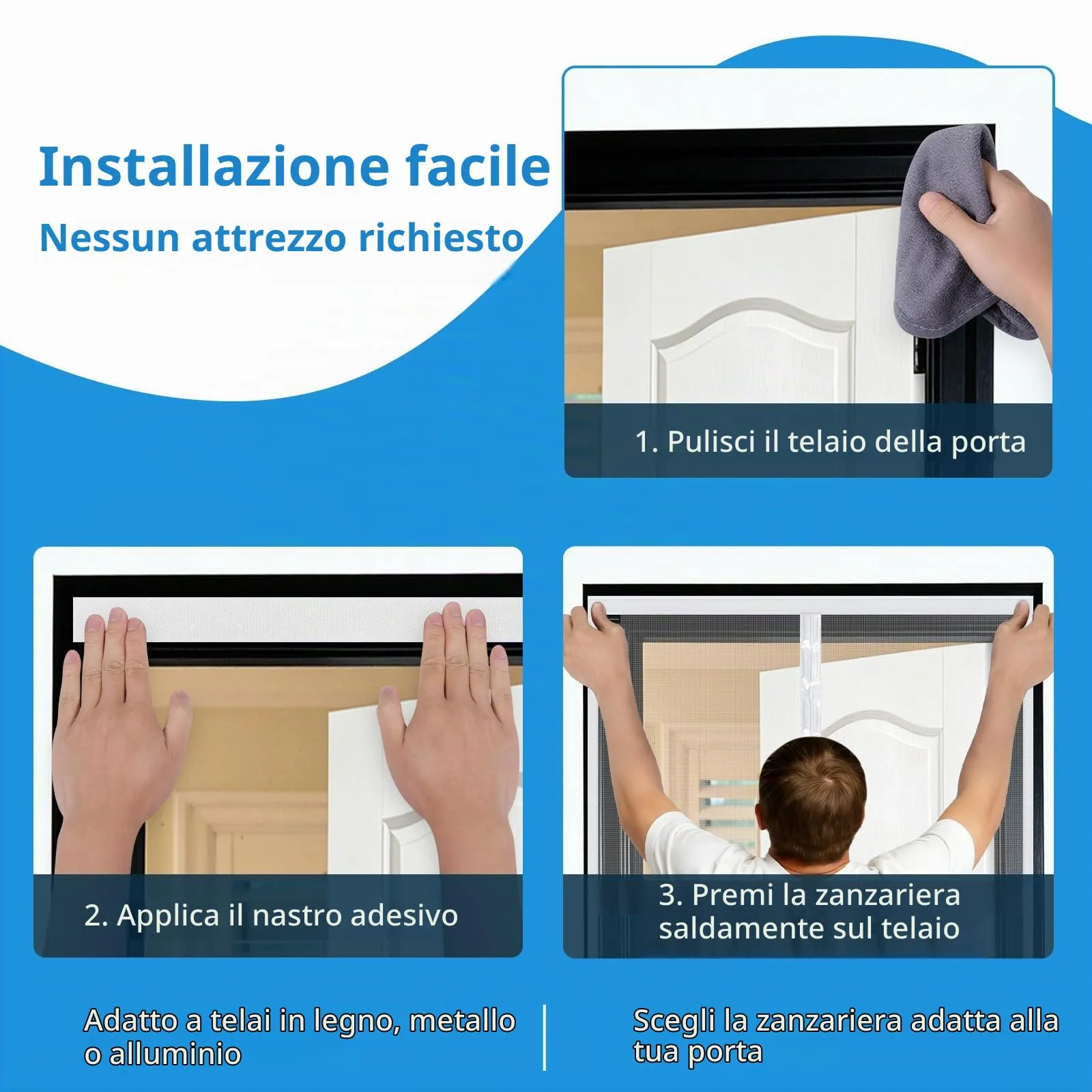 MYCARBON Zanzariera Porta Finestra Magnetica, 120x220cm, Bianco - immagine 7