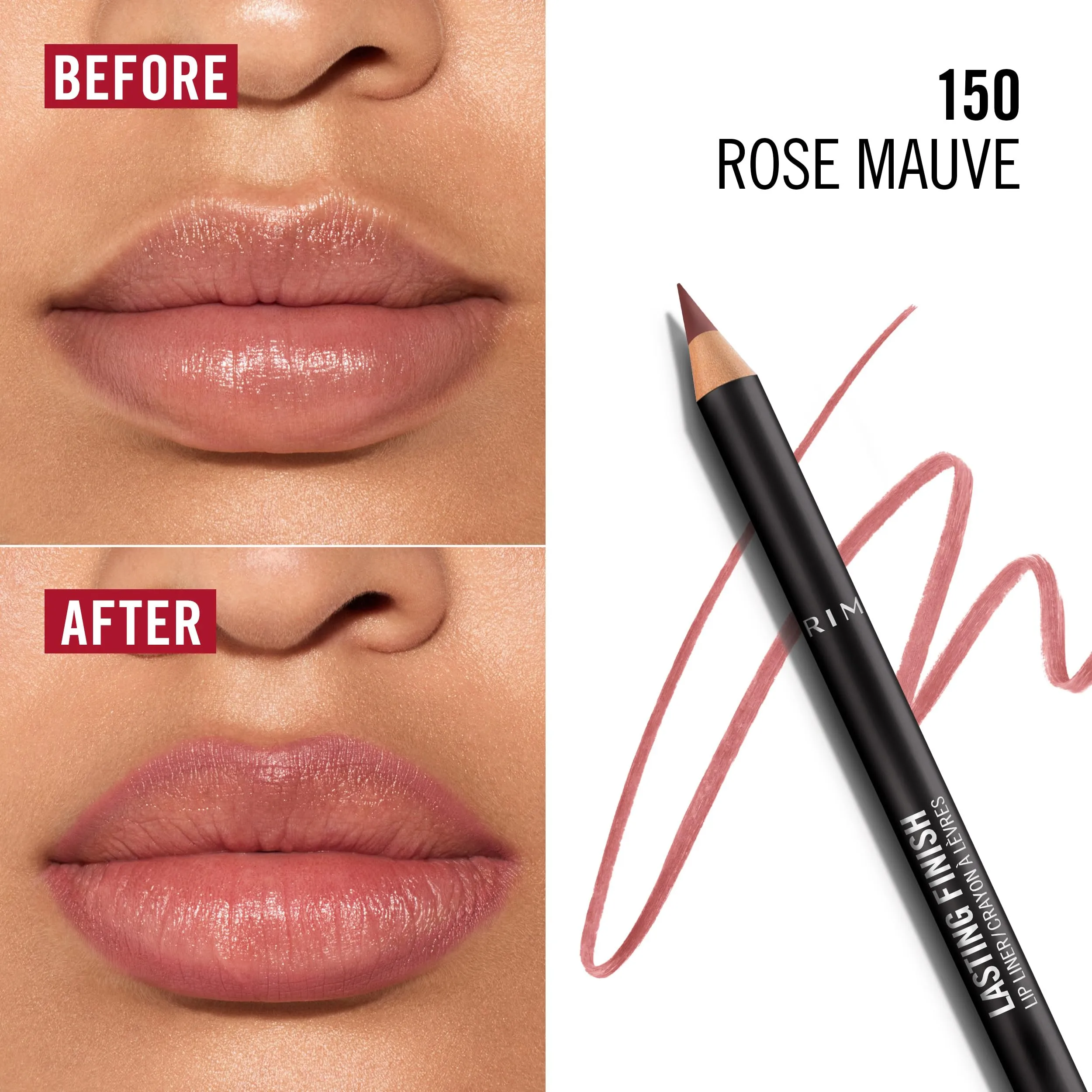 Rimmel London Lasting Finish Lip Liner, 150 Rose Mauve, 1.2 g - immagine 4