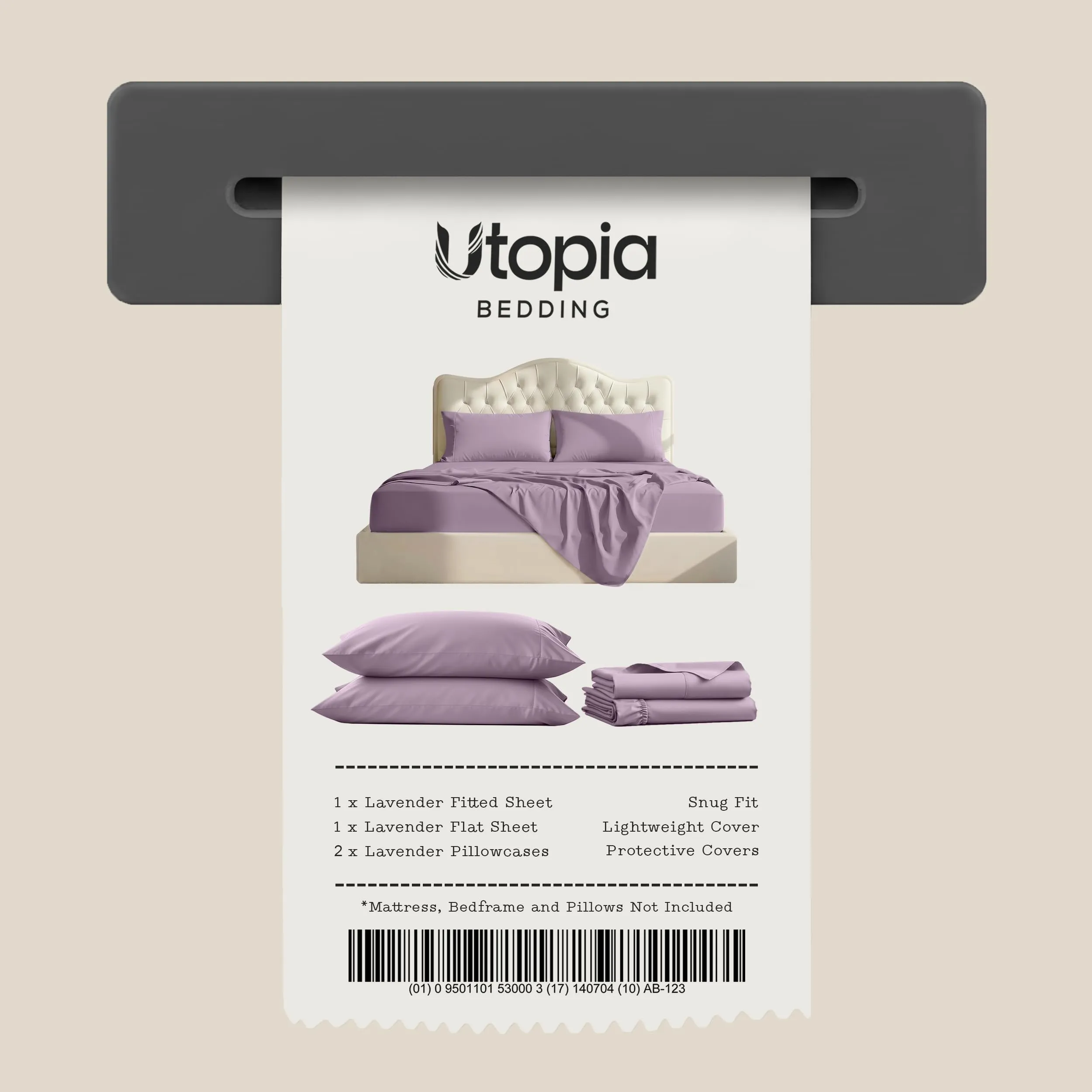 Utopia Bedding Set di lenzuola in microfibra 4 pezzi, California King, Lavanda - immagine 7