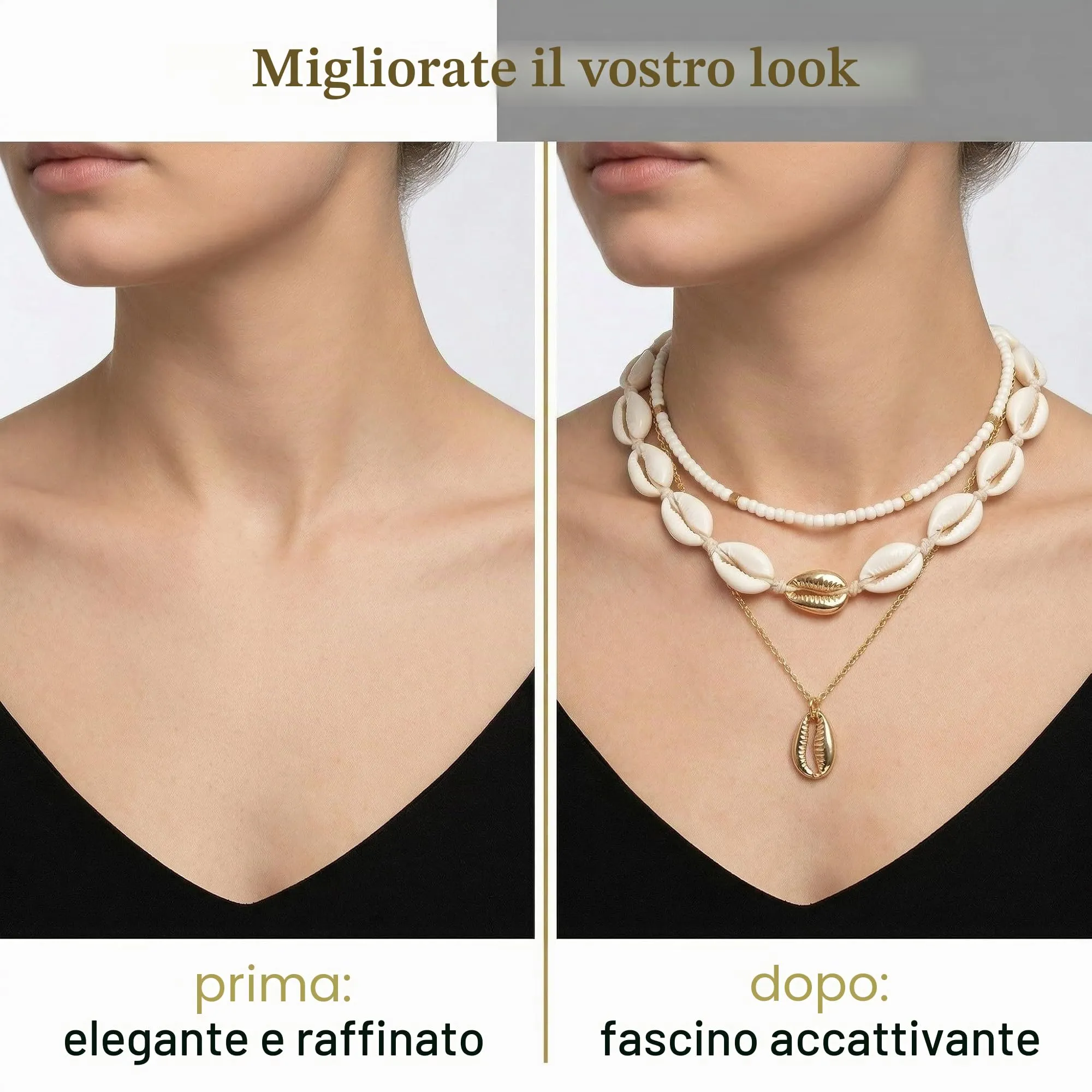 MYZWEL Set di 3 Collane con Conchiglie e Perline in Legno, Stile Surfista Boho Hawaiano, Regolabili per Uomo e Donna - immagine 6