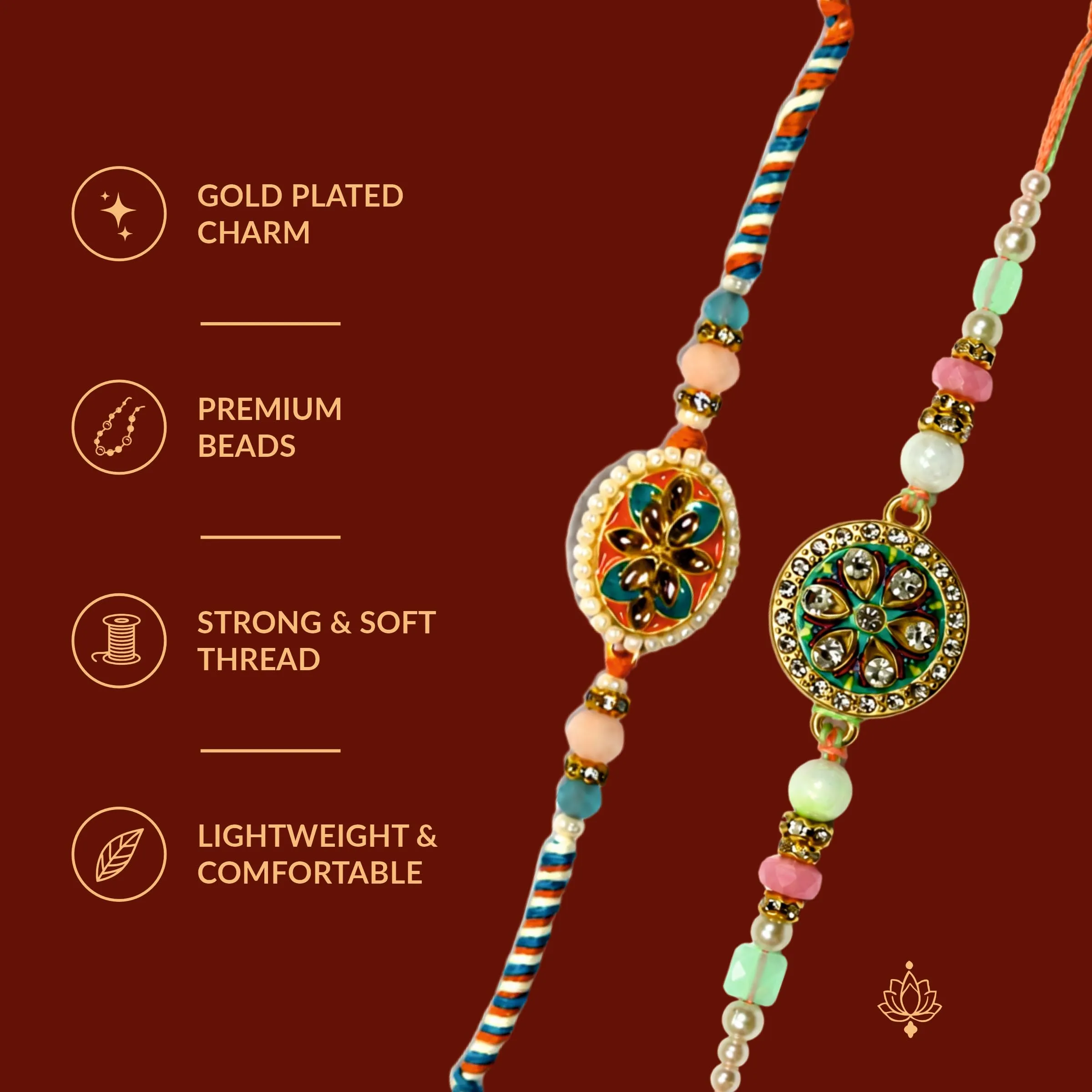 DEV SANKET Rakhi Set with Roli Chawal for Bhaiya Bhabhi - immagine 4