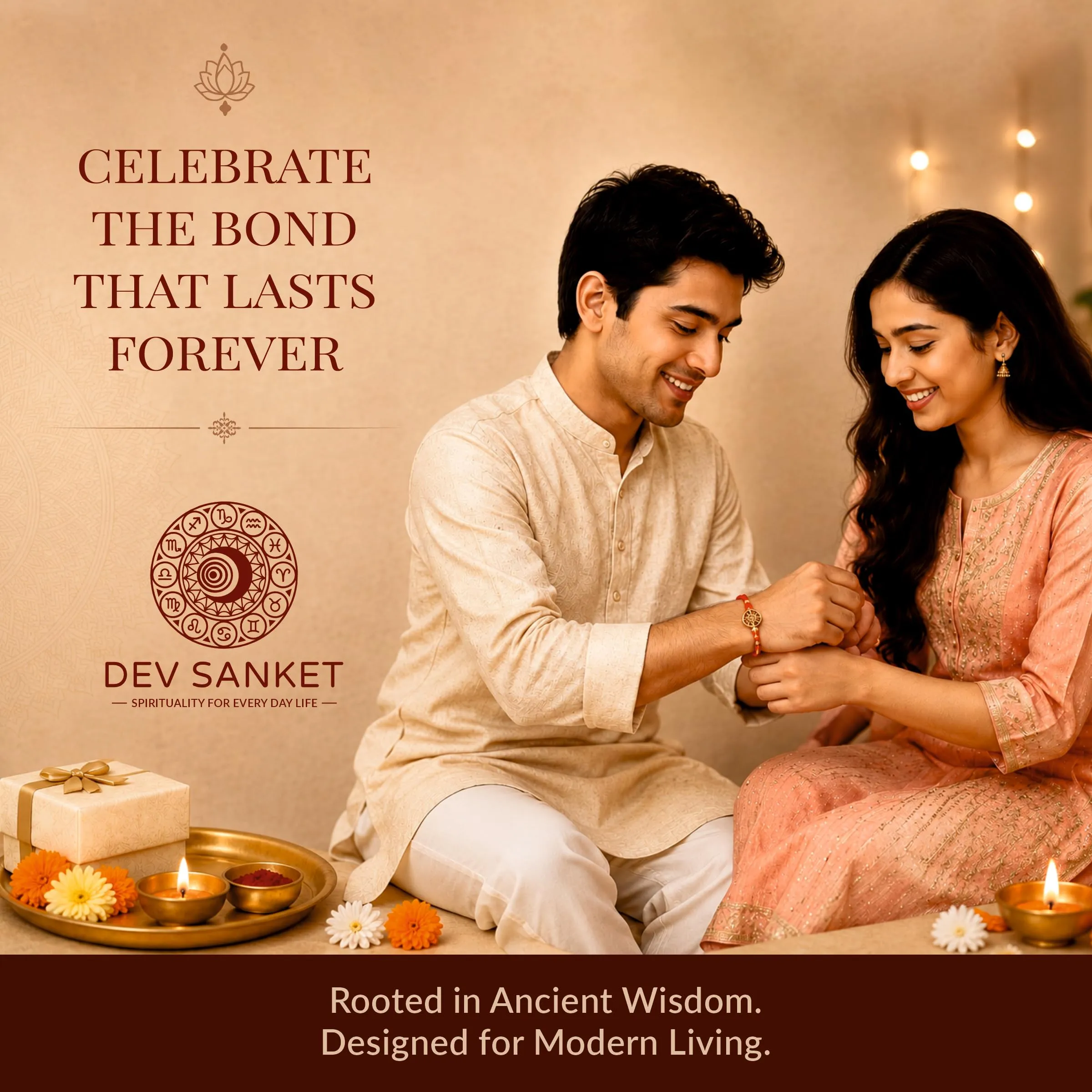 DEV SANKET Rakhi Set with Roli Chawal for Bhaiya Bhabhi - immagine 6
