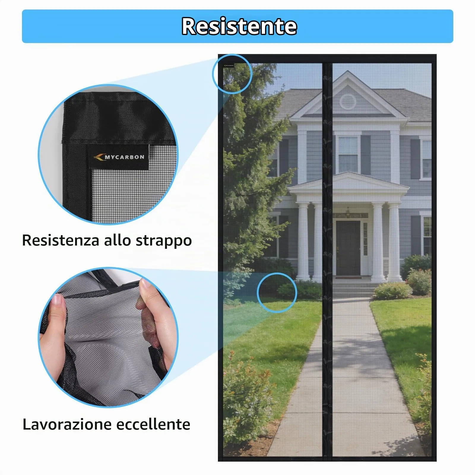 MYCARBON Zanzariera Magnetica per Porta Finestra, 120x240cm, Nero - immagine 4