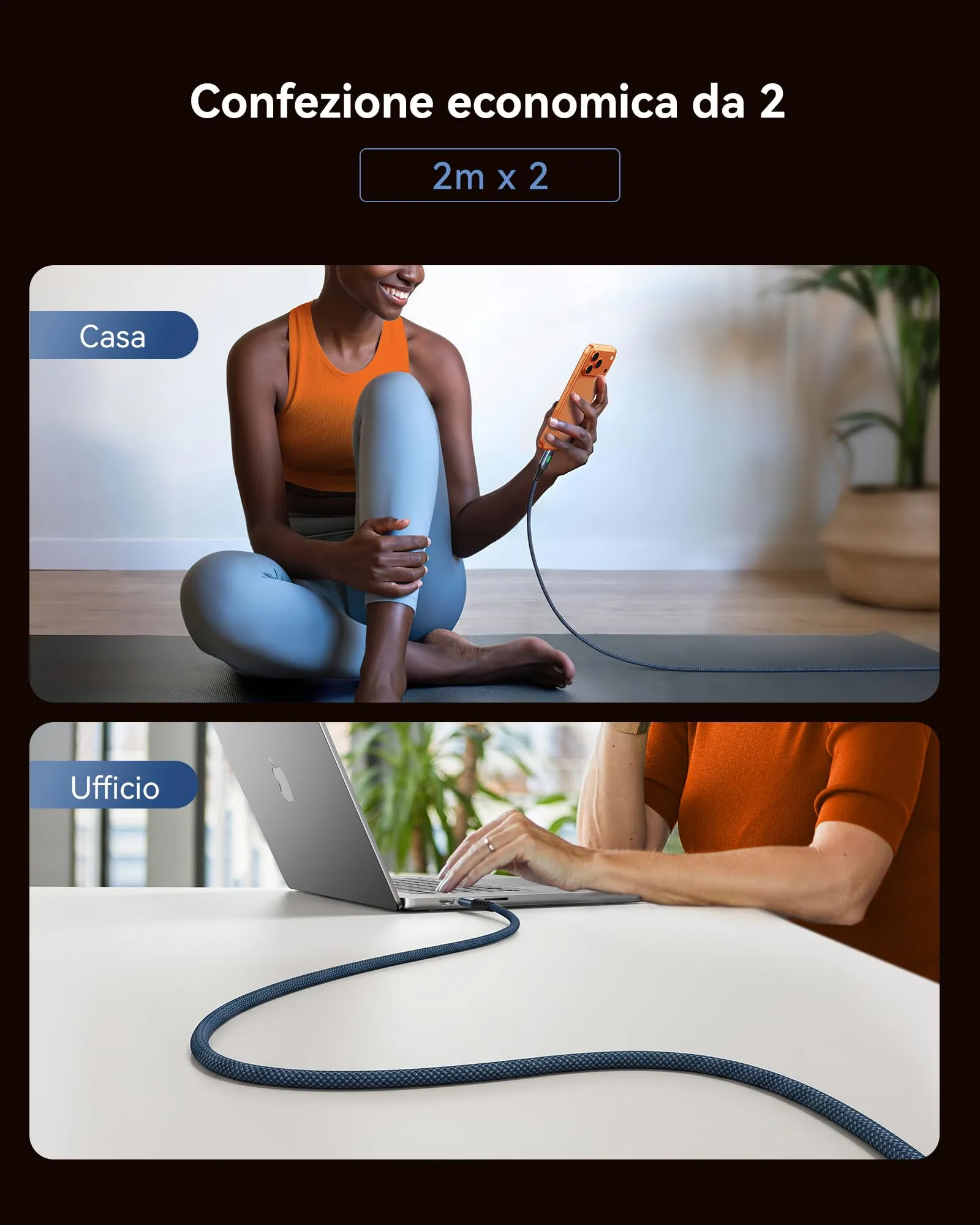 INIU Cavo USB C a USB C 240W, 2 Pezzi 2m, Blu - immagine 7