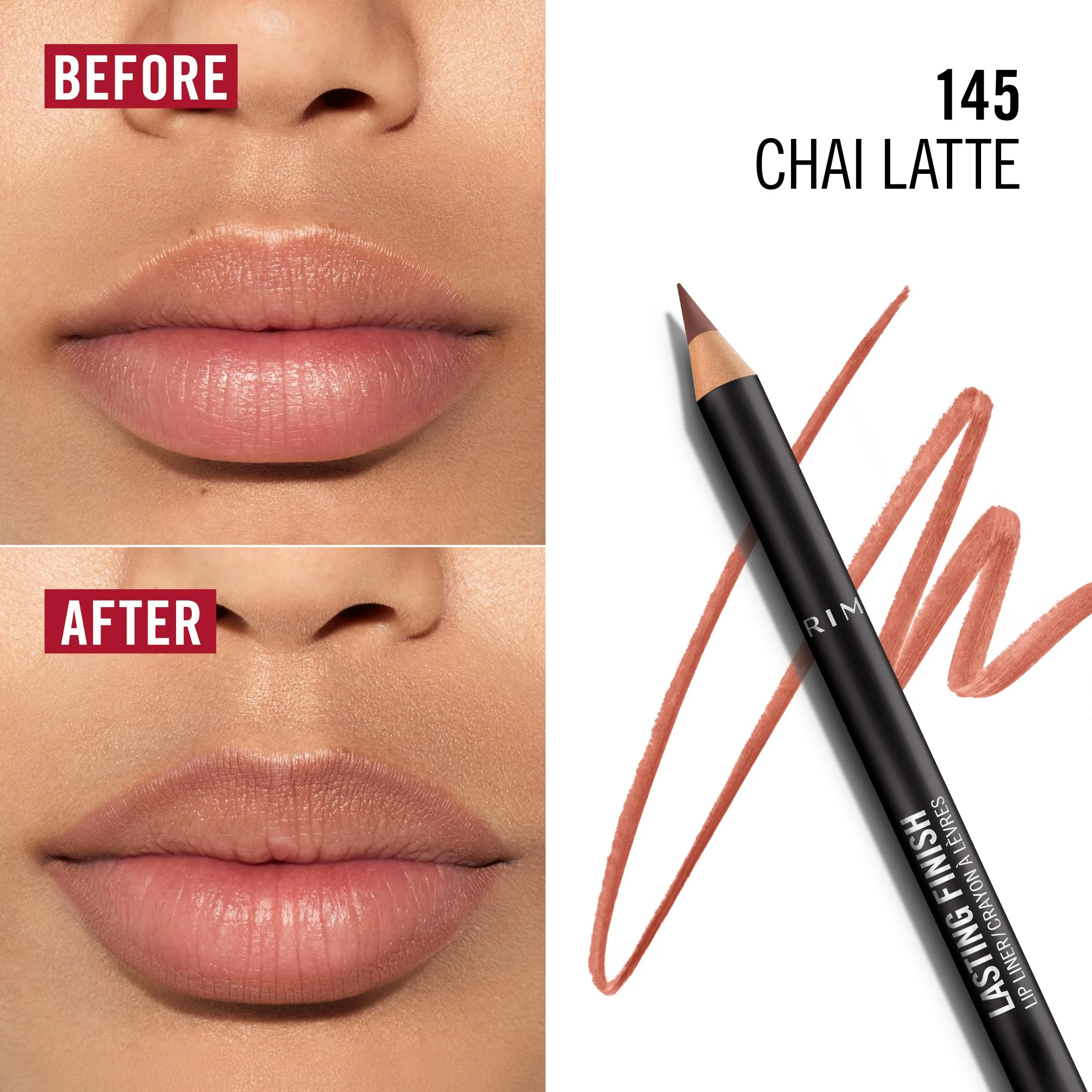 Rimmel London Lasting Finish Lip Liner - 145 Chai Latte, 1.2 g - immagine 4