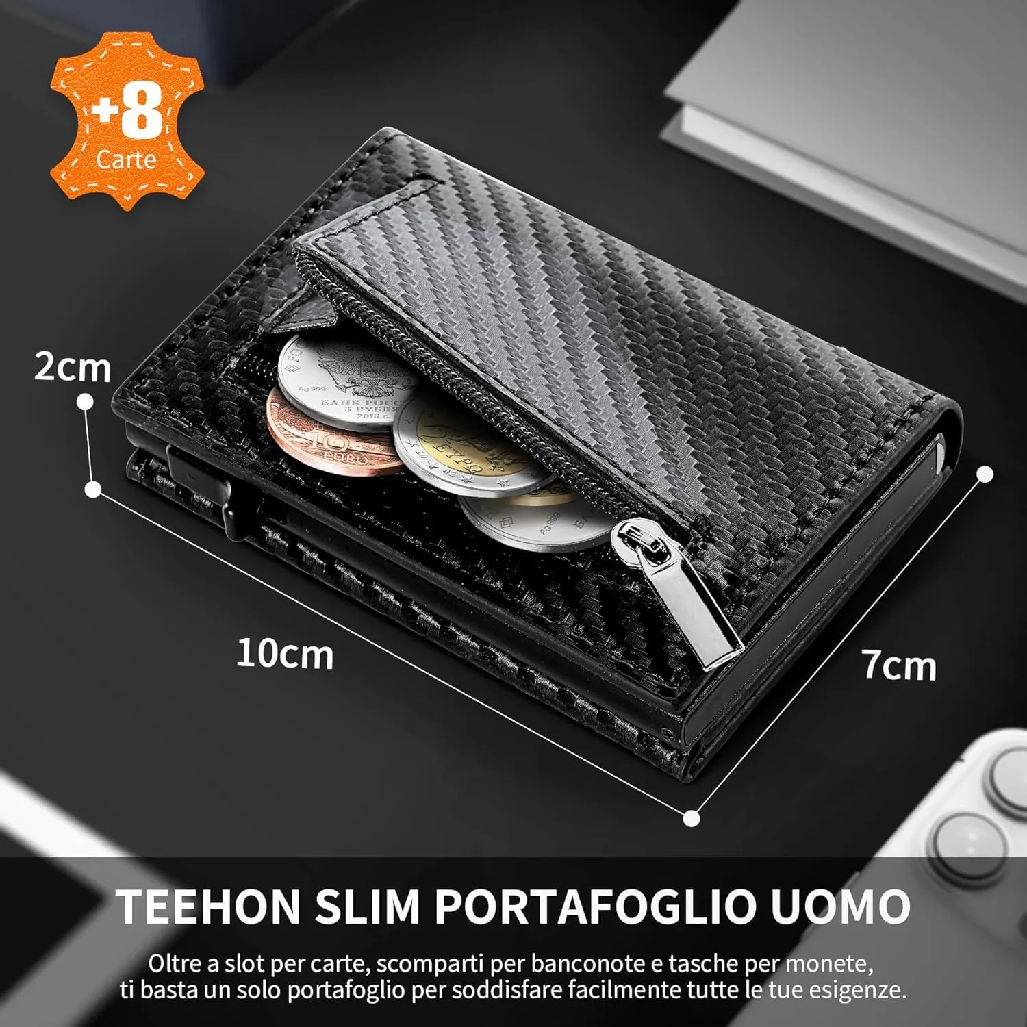 TEEHON Portafoglio Uomo Slim con Chiusura Magnetica e Protezione RFID - immagine 5