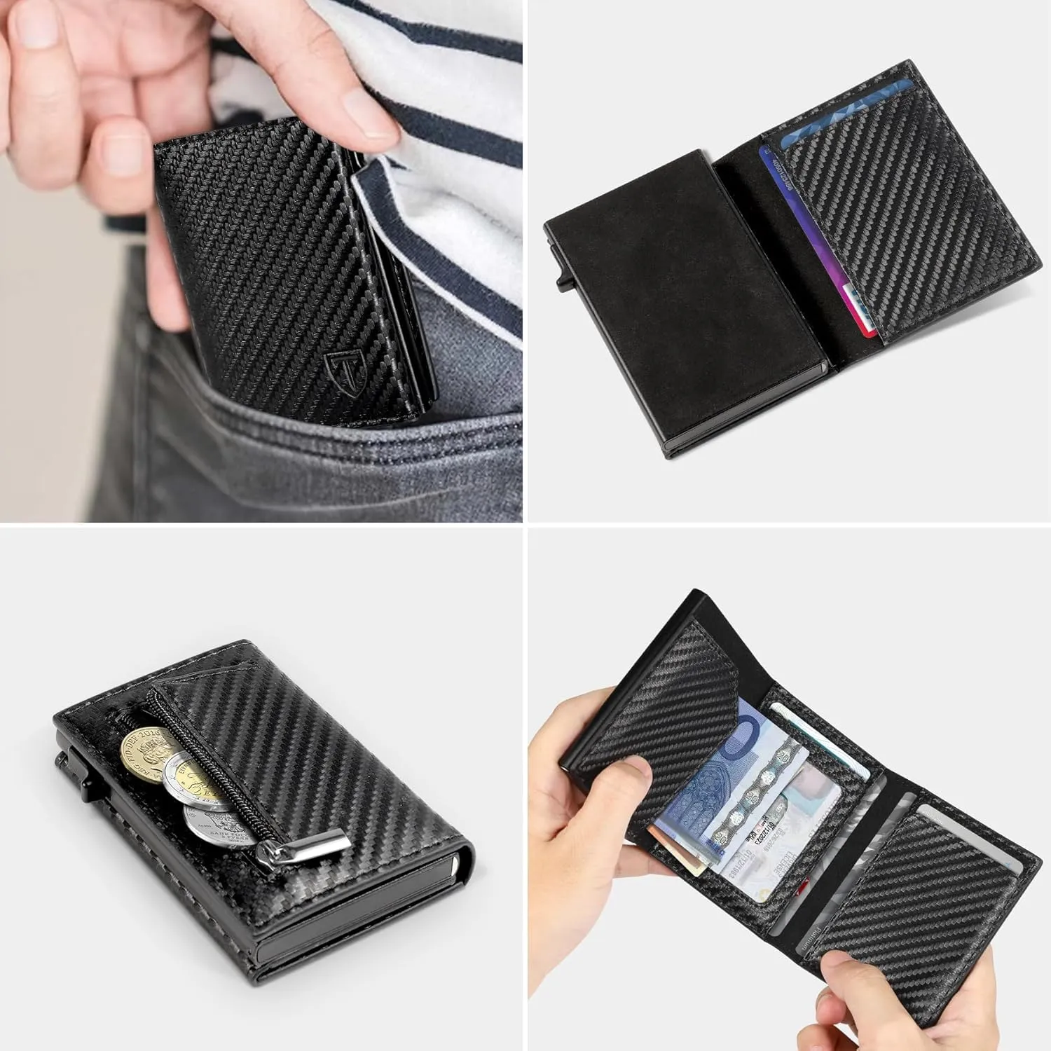 TEEHON Portafoglio Uomo Slim con Chiusura Magnetica e Protezione RFID - immagine 6