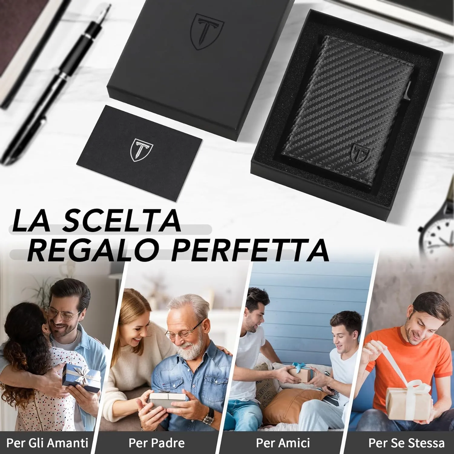 TEEHON Portafoglio Uomo Slim con Chiusura Magnetica e Protezione RFID - immagine 7
