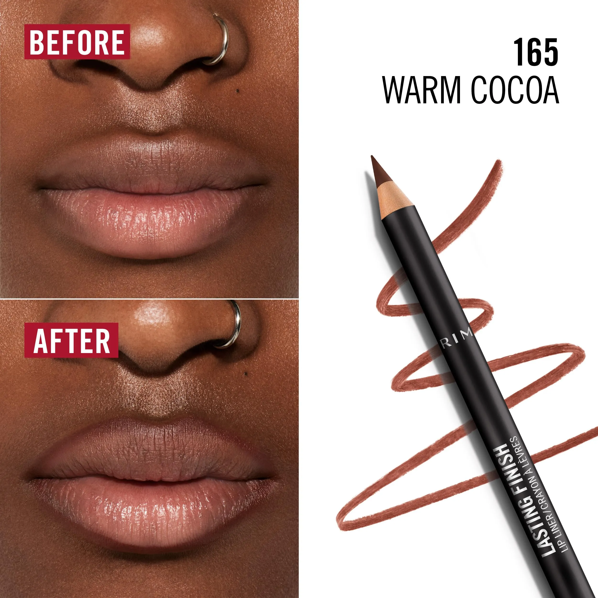Rimmel London Lasting Finish Lip Liner - 165 Warm Cocoa, 1.2 g - immagine 4
