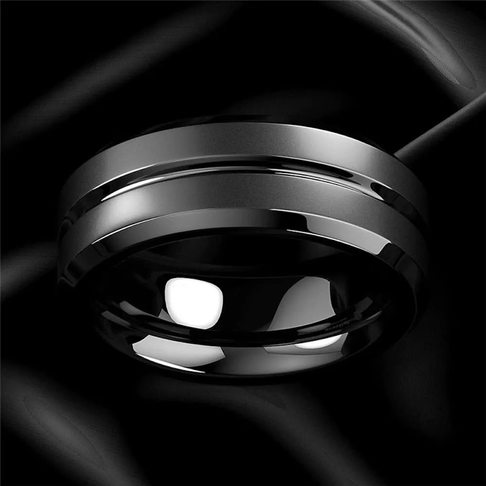ZENSE Anello da uomo in acciaio nero opaco ZR0170, Misura 28 (68mm) - immagine 7