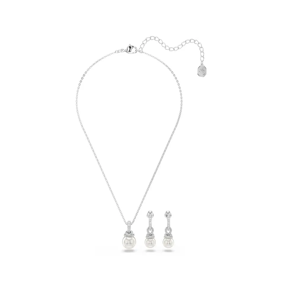 Swarovski Originally Set, Pavé Crystal Pearl, Bianco Placcato Rodio - immagine 2